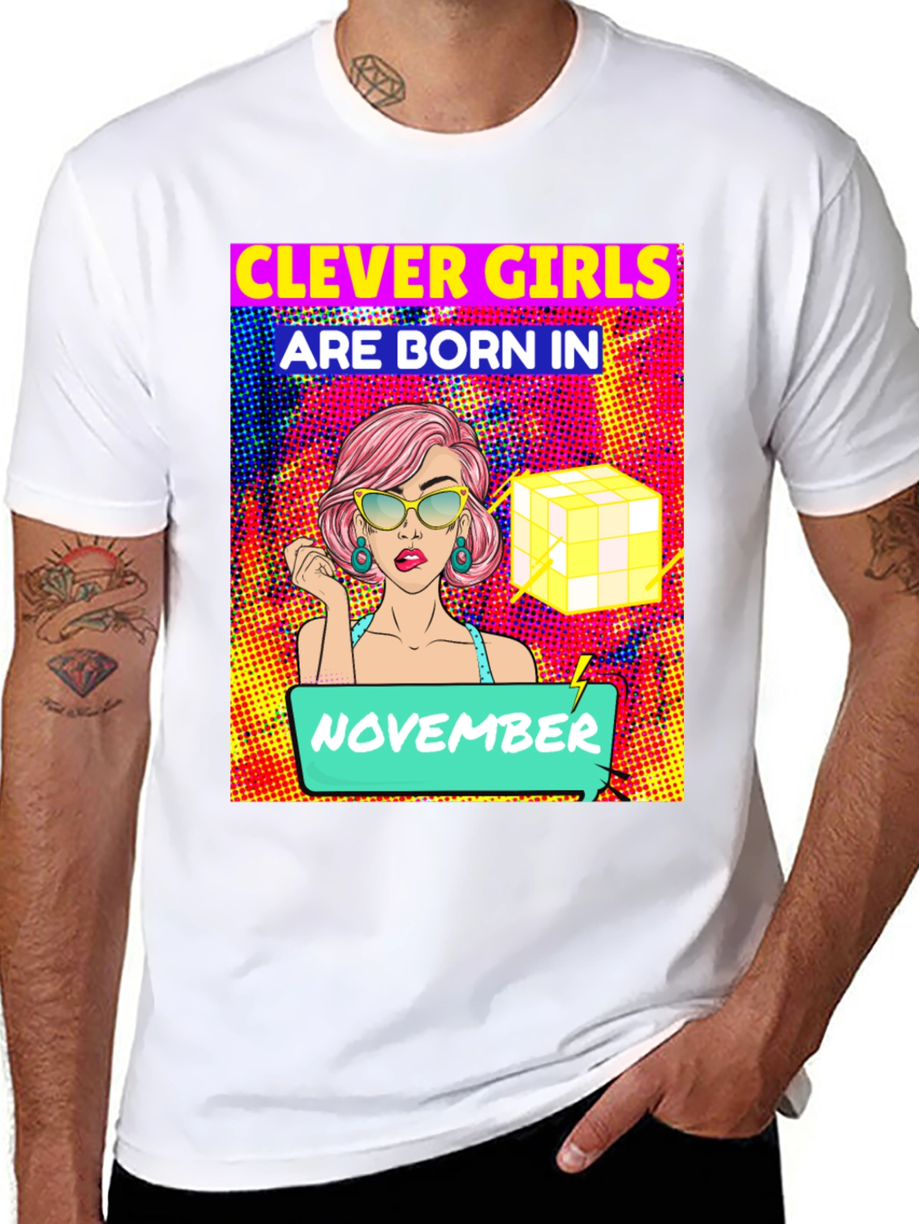 Black Clever Girls Born in November T-Shirt view 8