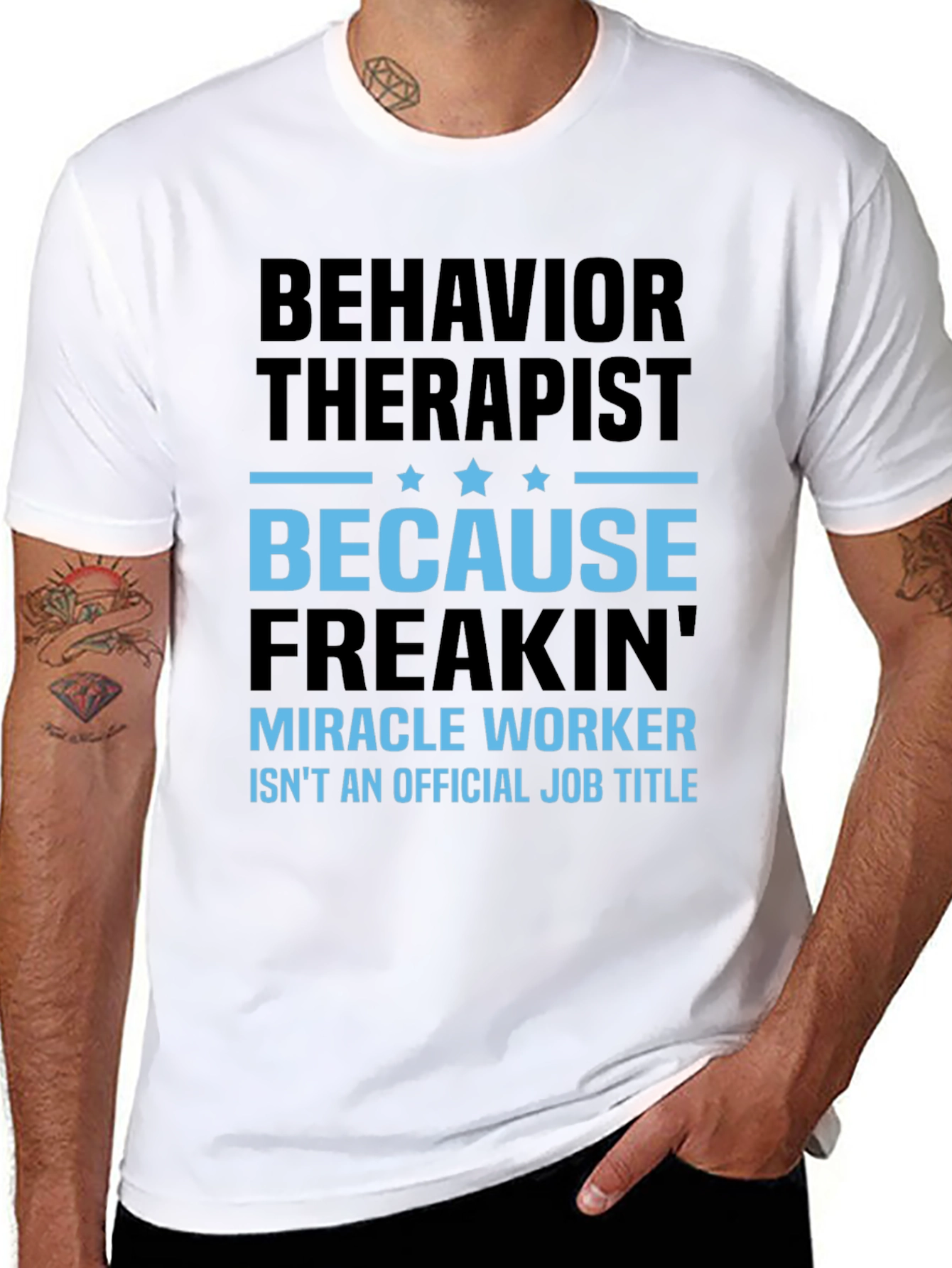 Black Behavior Therapist Funny Graphic T-Shirt view 8