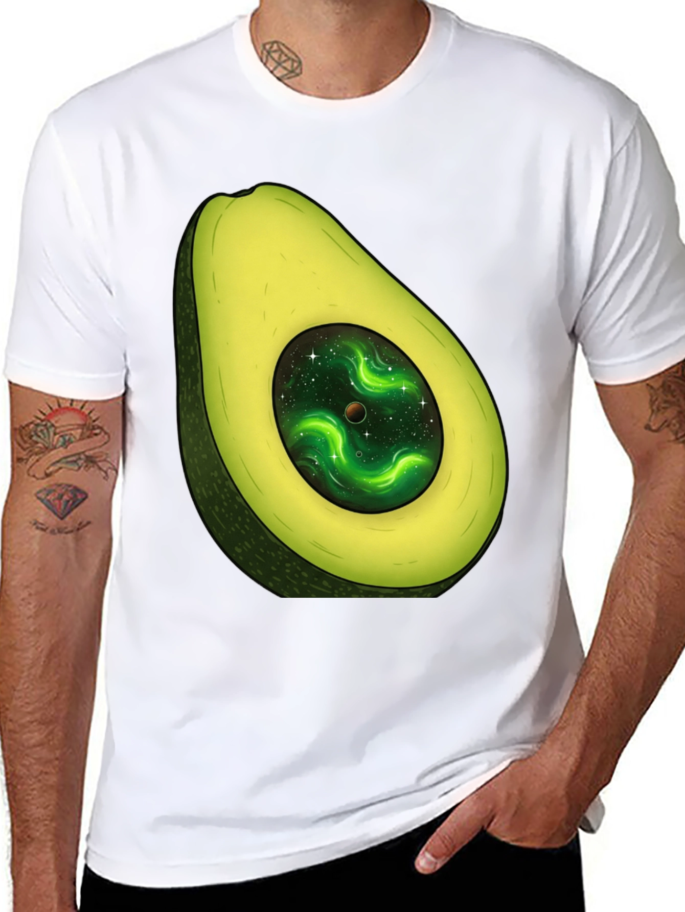 Black Avocado Galaxy T-Shirt - Stylish Unisex Graphic Tee view 8