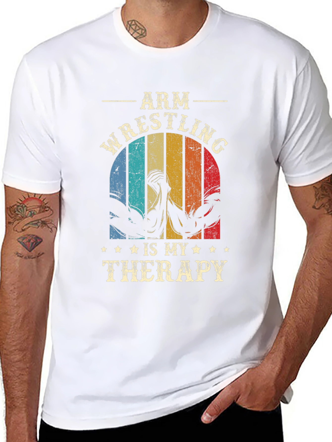 Black Arm Wrestling Therapy T-Shirt view 8
