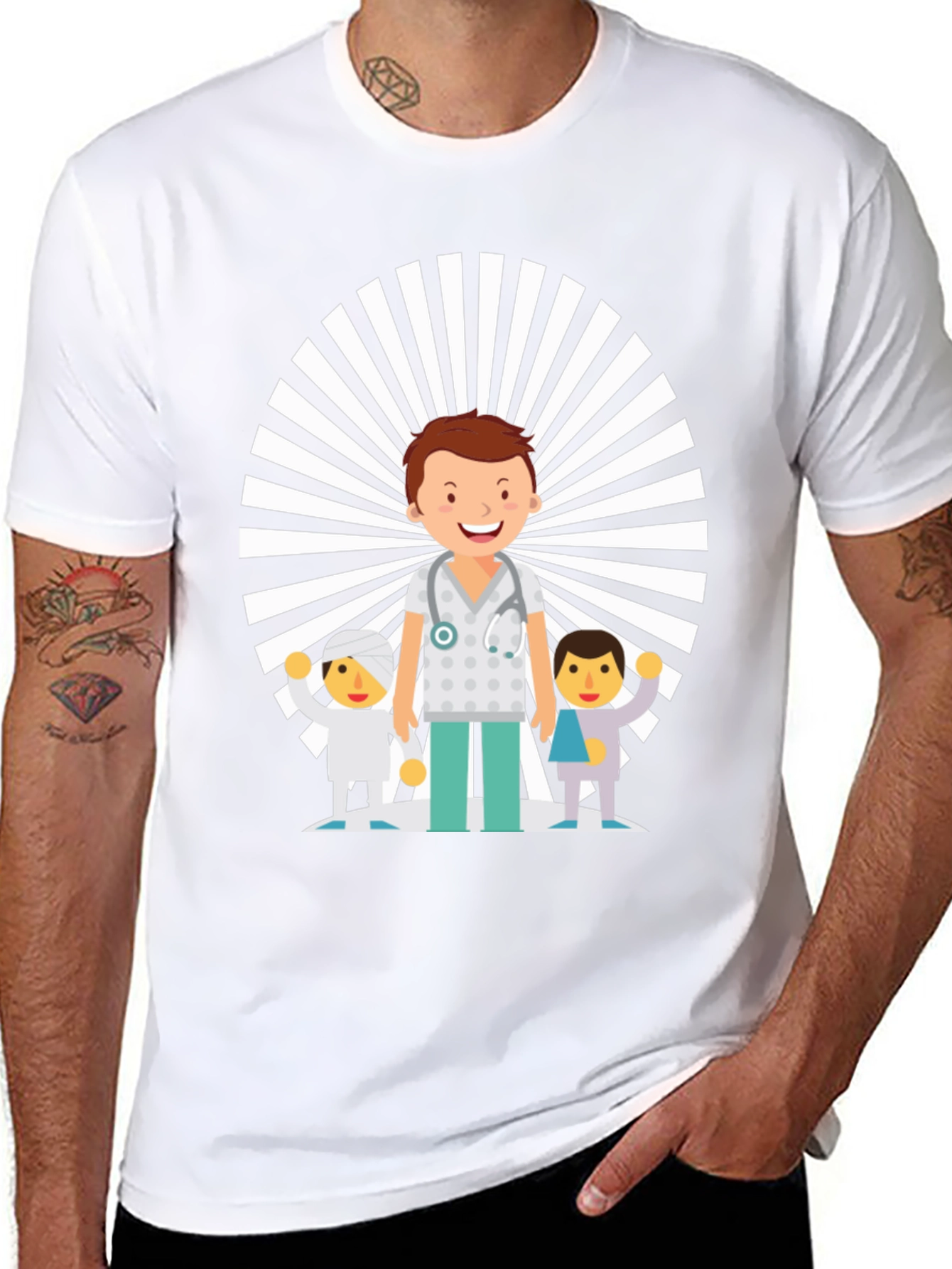 Black Cartoon Doctor Graphic T-Shirt view 8
