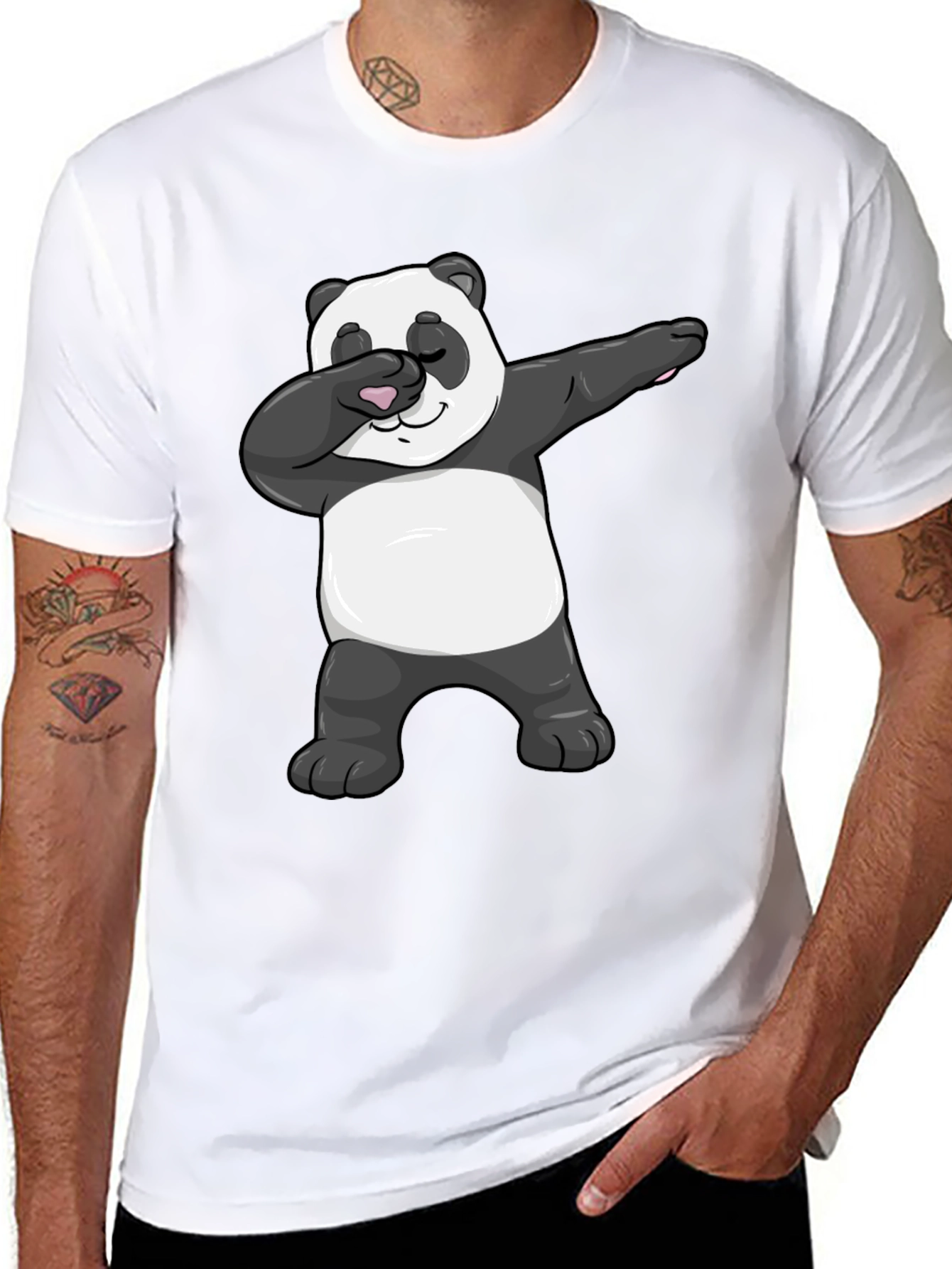 Black Dabbing Panda Graphic Tee - Men's Black T-Shirt view 8