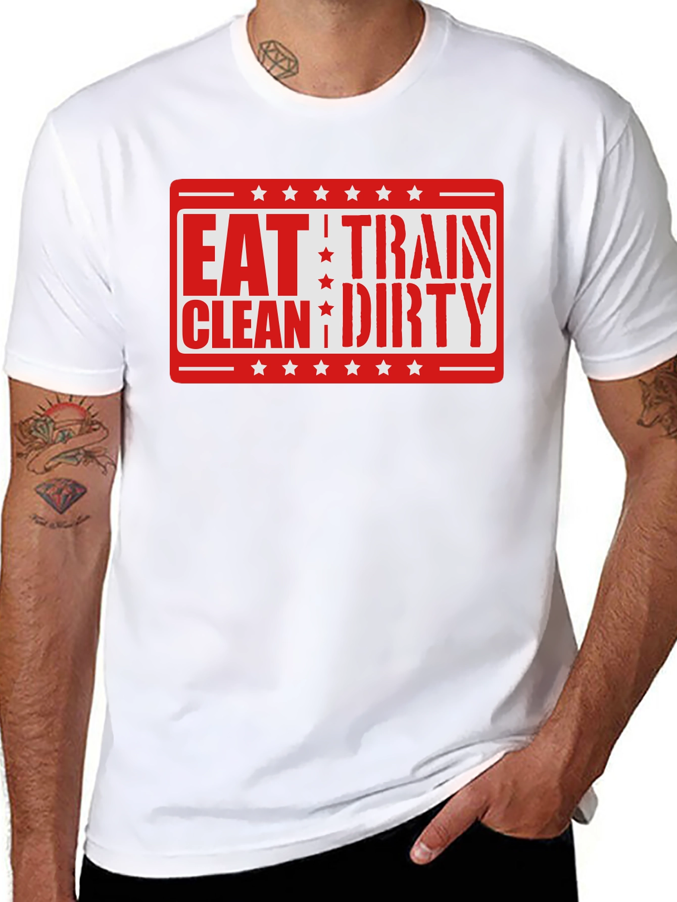 Black Eat Train Clean Dirty T-Shirt - Workout Fitness view 8
