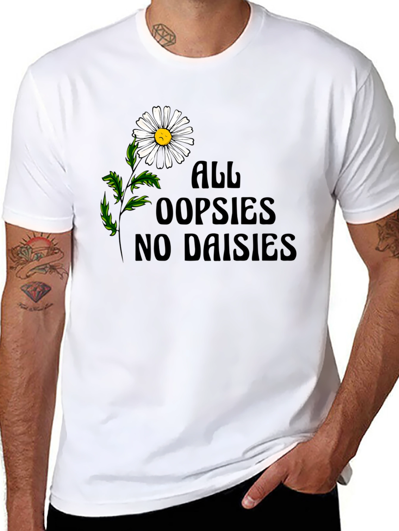 Black Oopsies No Daisies Graphic Tee - Unisex Black T-Shirt view 8