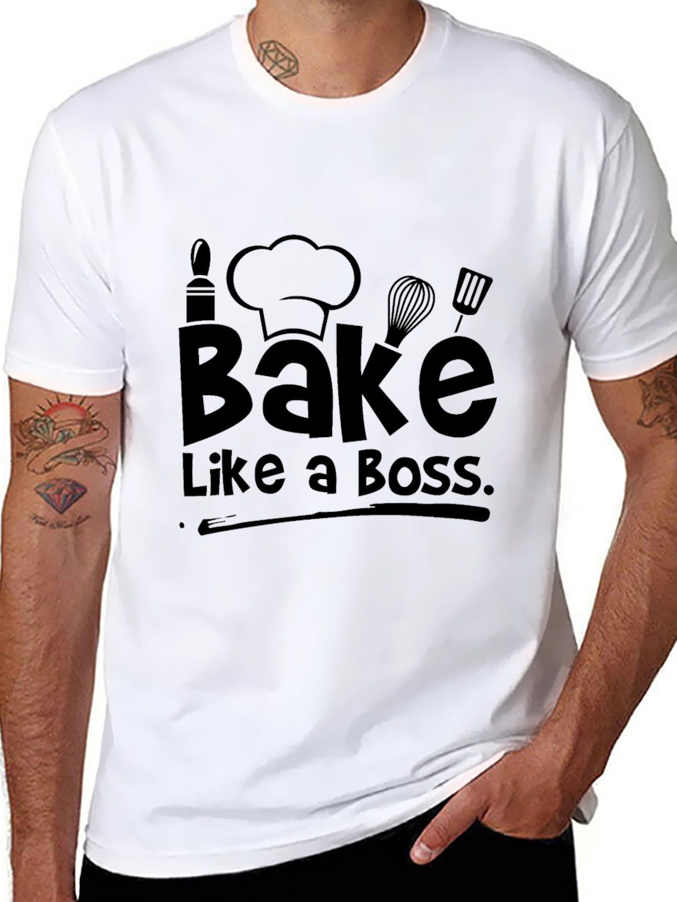 Black Bake Like a Boss T-Shirt - Funny Baking Tee view 8