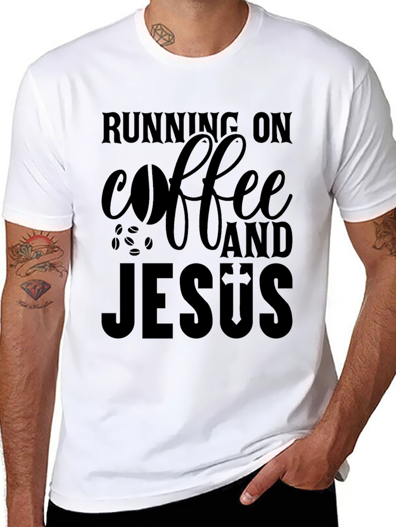 Black Running on Coffee and Jesus Graphic Tee view 8