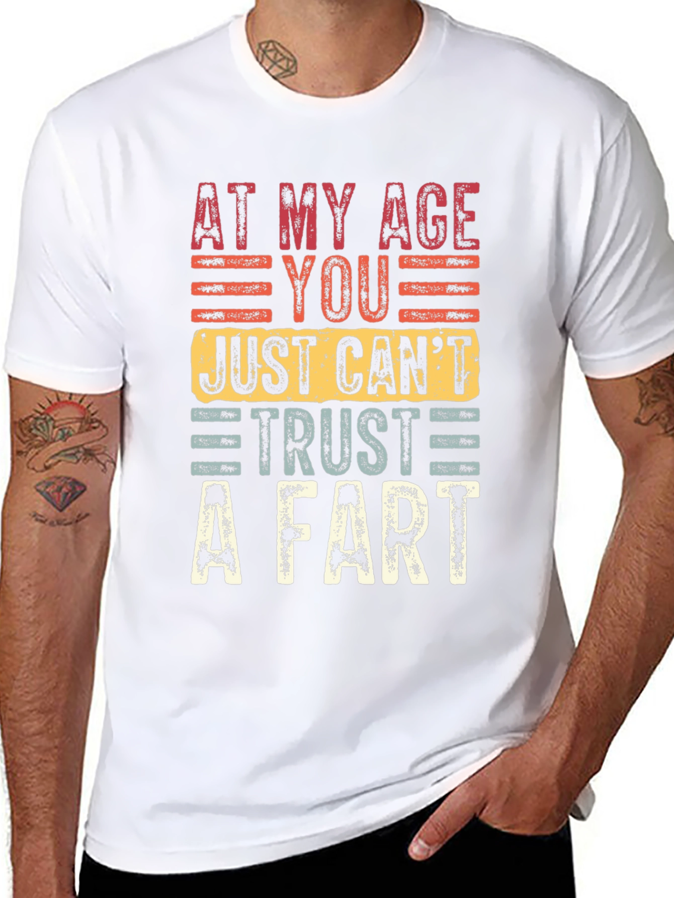 Black Funny Age Humor T-Shirt: At My Age You Just Can't Trust A Fart view 8