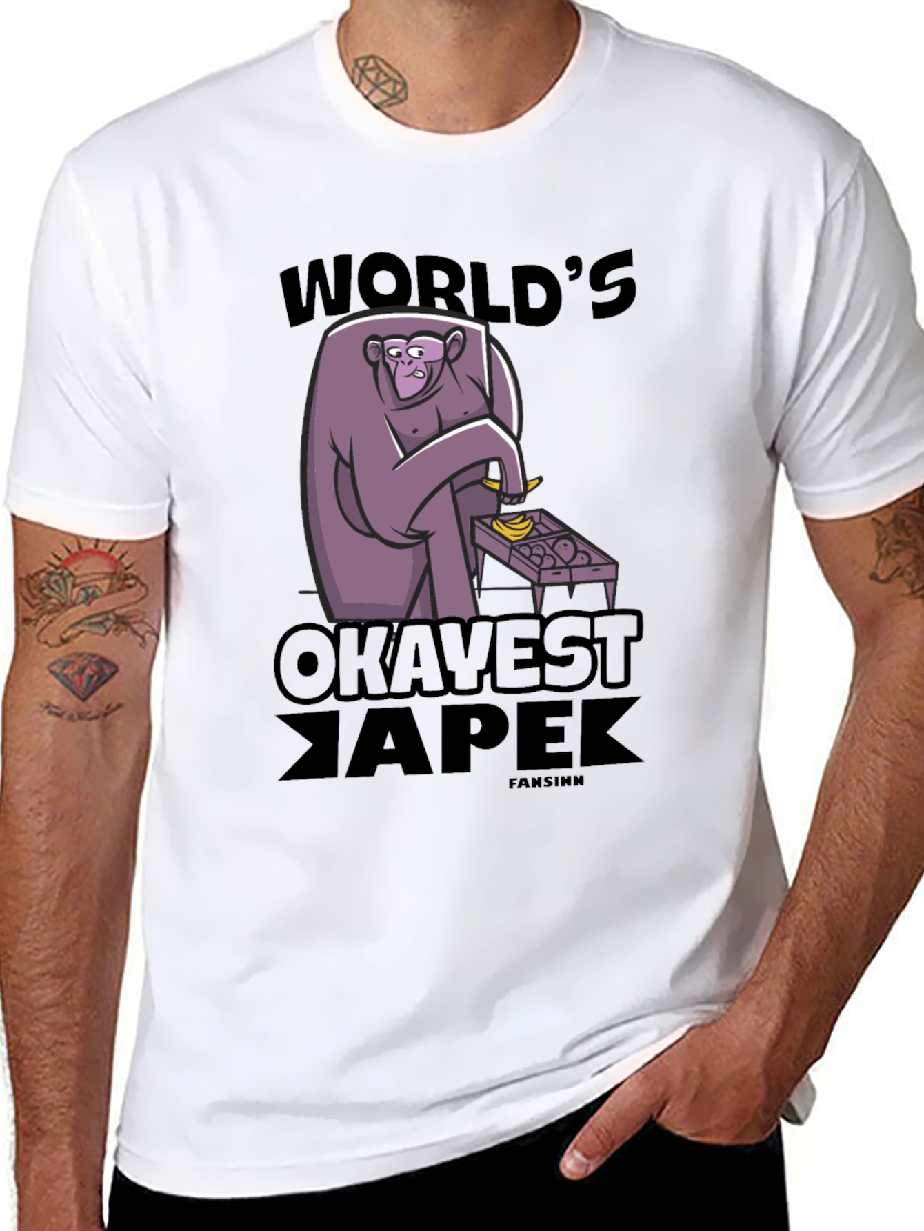 Black World's Okayest Ape Graphic Tee view 8