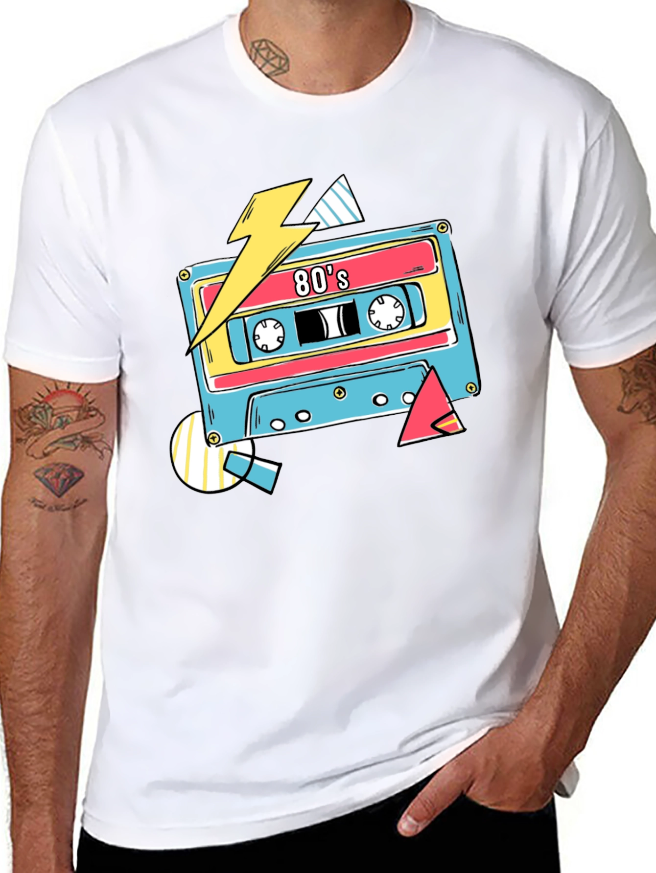 Black Retro 80's Cassette Tape Graphic T-Shirt view 8