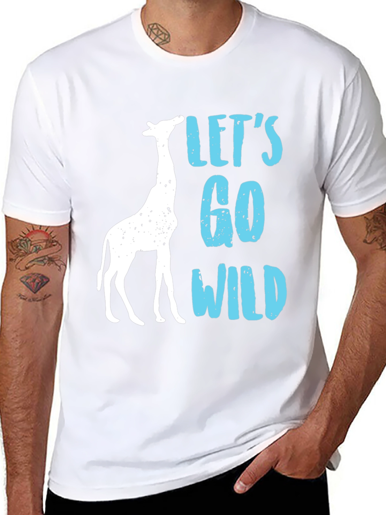 Black Let's Go Wild Giraffe Graphic Tee view 8