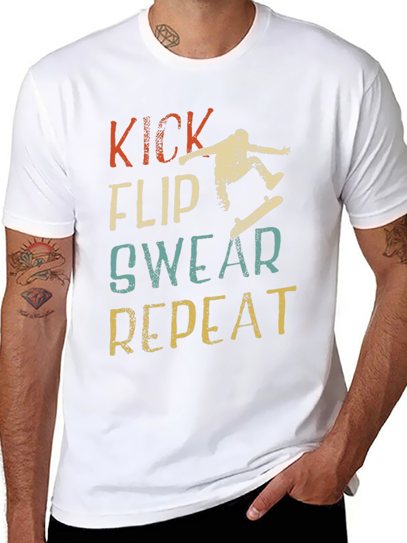 Black Kick Flip Swear Repeat Graphic T-Shirt view 8