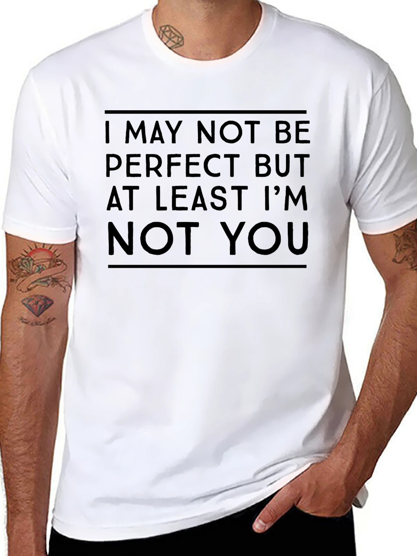Black Humorous 'Not Perfect' Graphic T-Shirt view 8