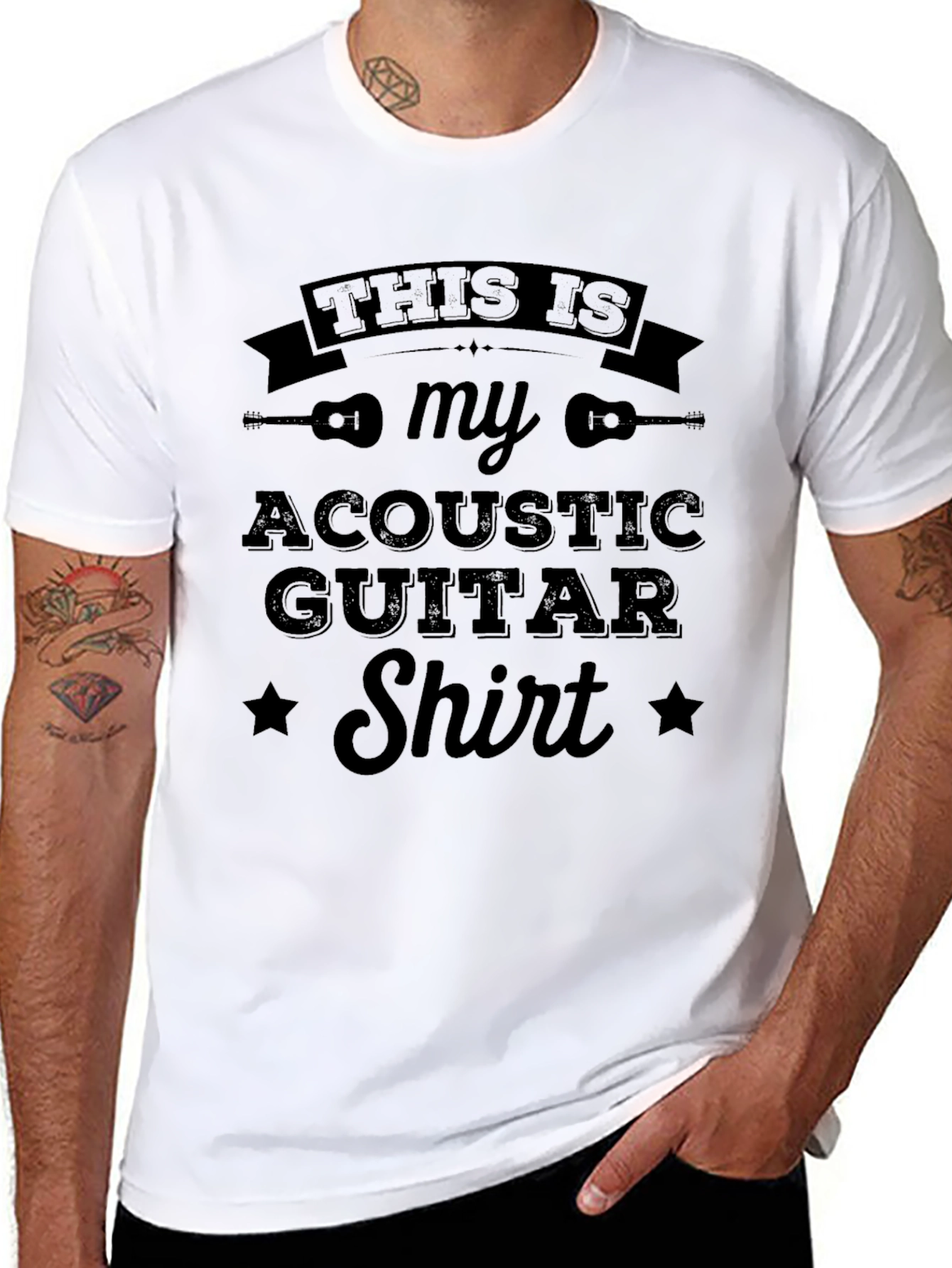 Black Acoustic Guitar Shirt - Musician Gift view 8