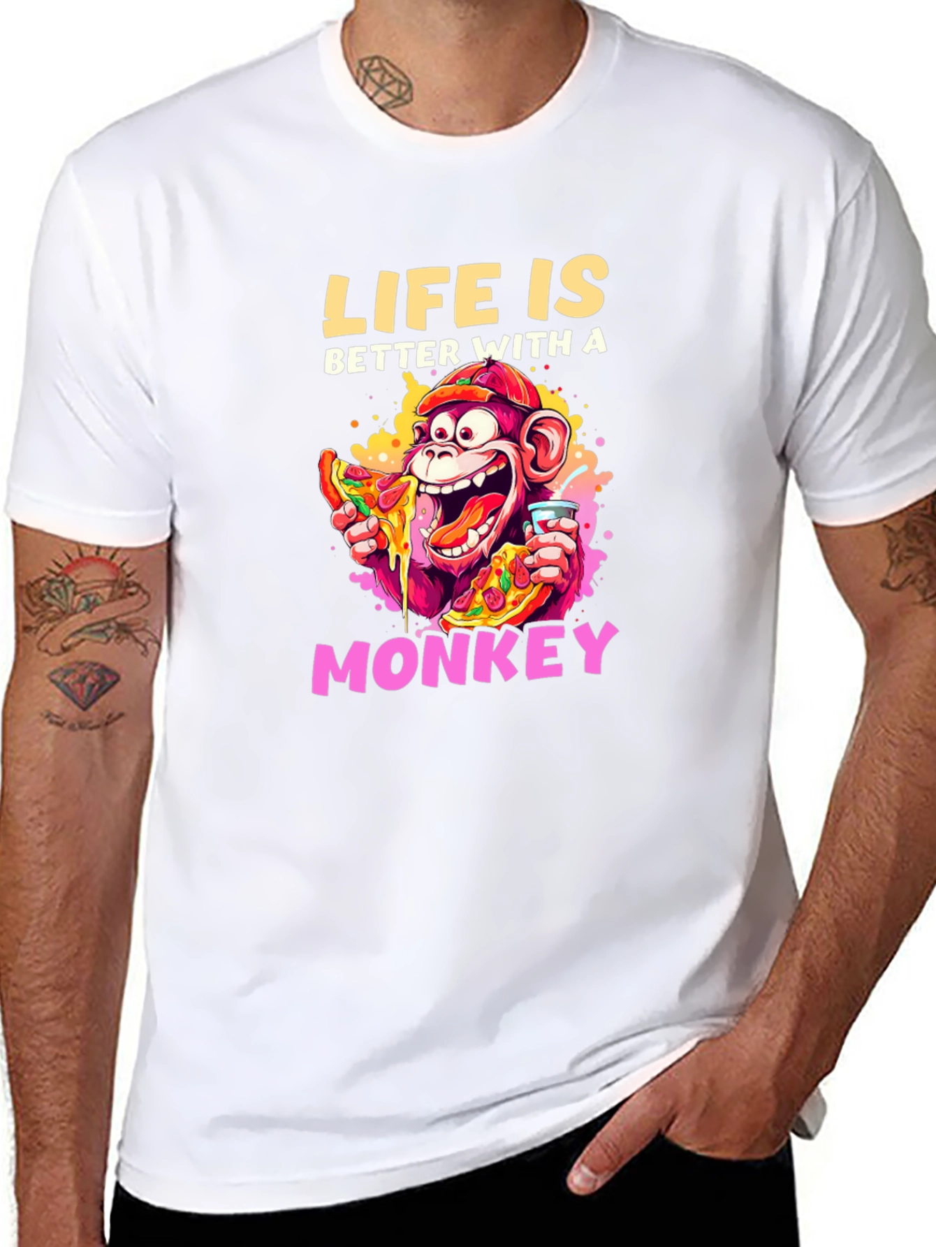 Black Life is Better with a Monkey Graphic Tee view 8