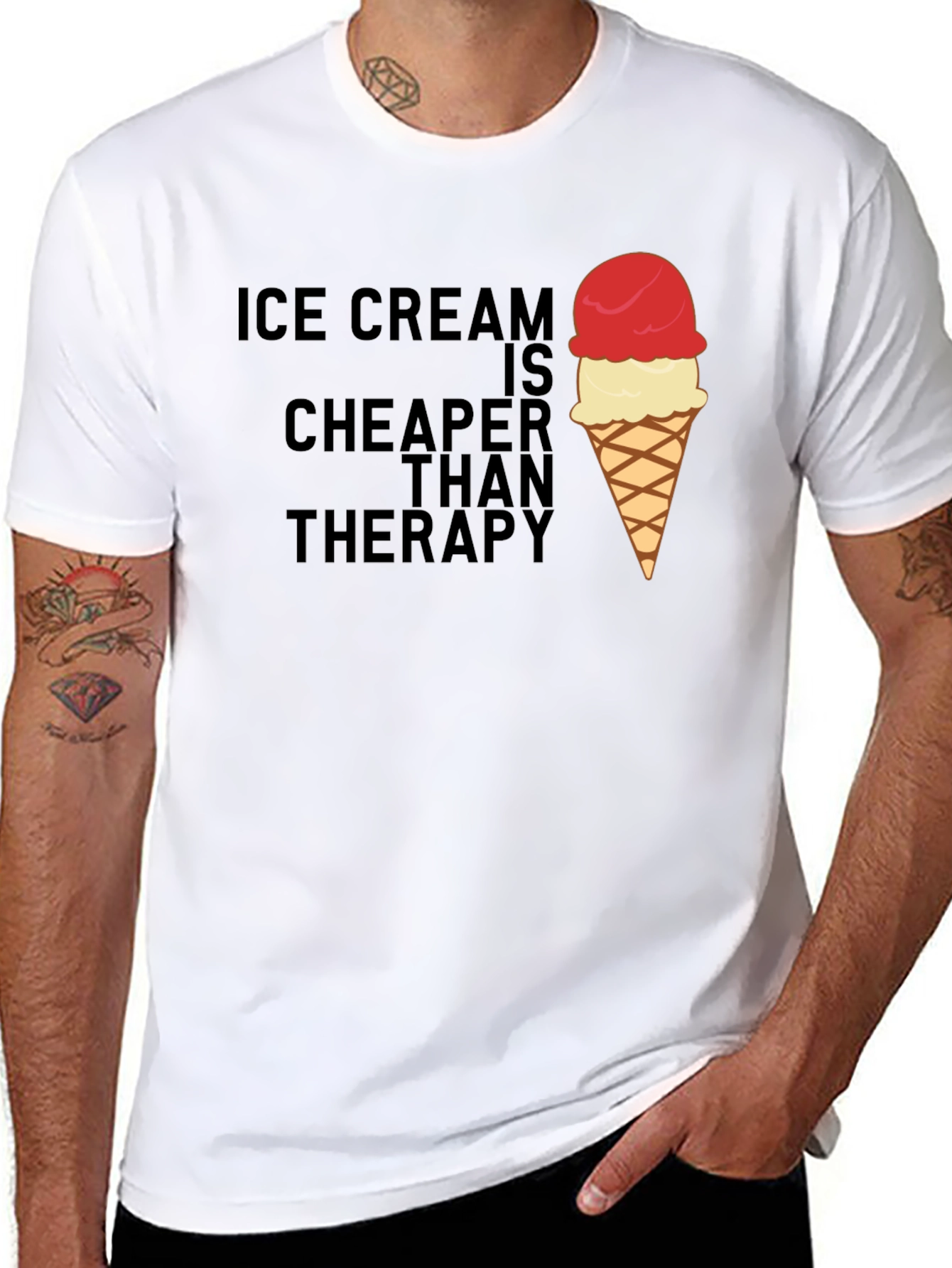 Black Ice Cream Cheaper Than Therapy Graphic Tee view 8
