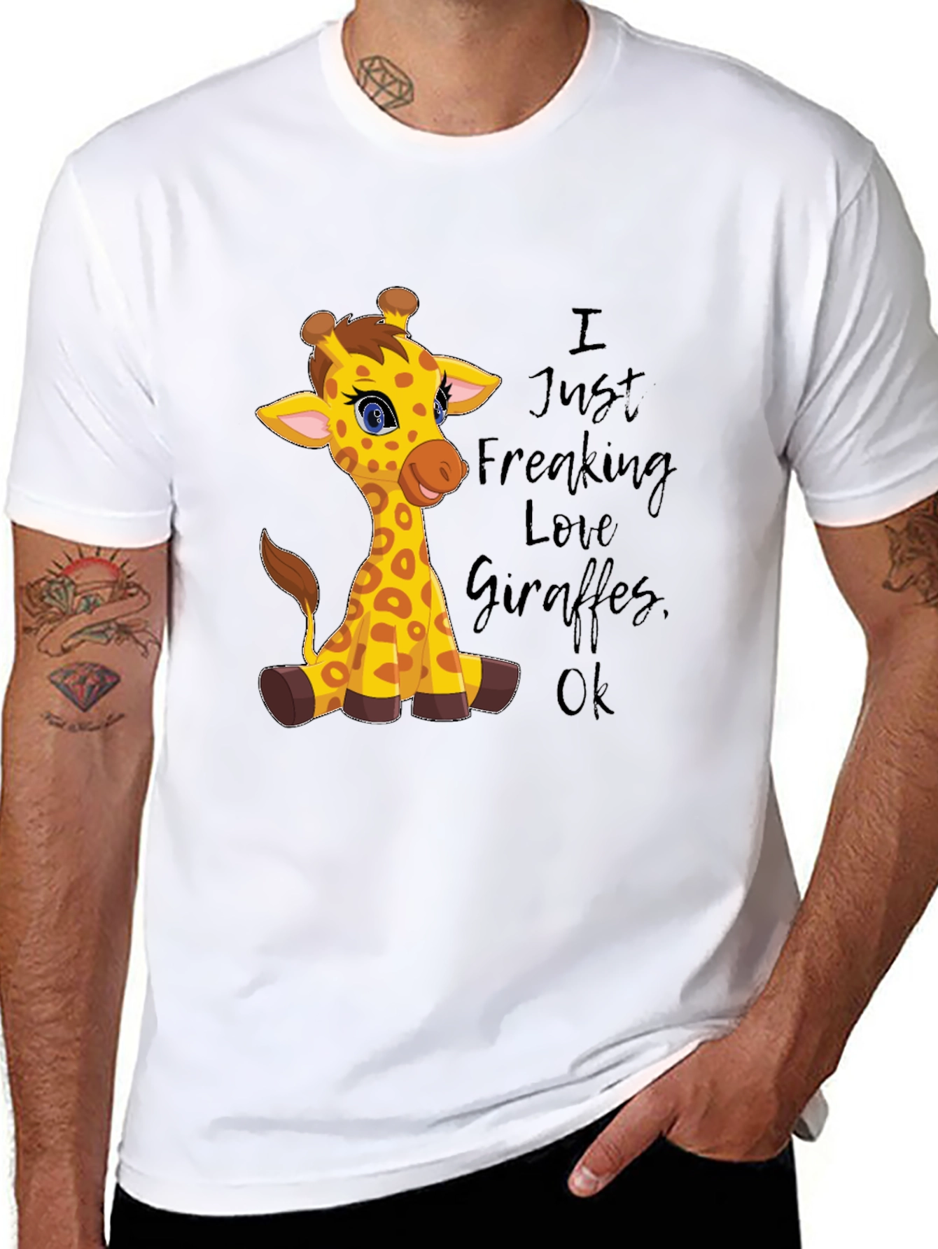 Black I Love Giraffes Graphic Tee - Unisex Black T-Shirt view 8