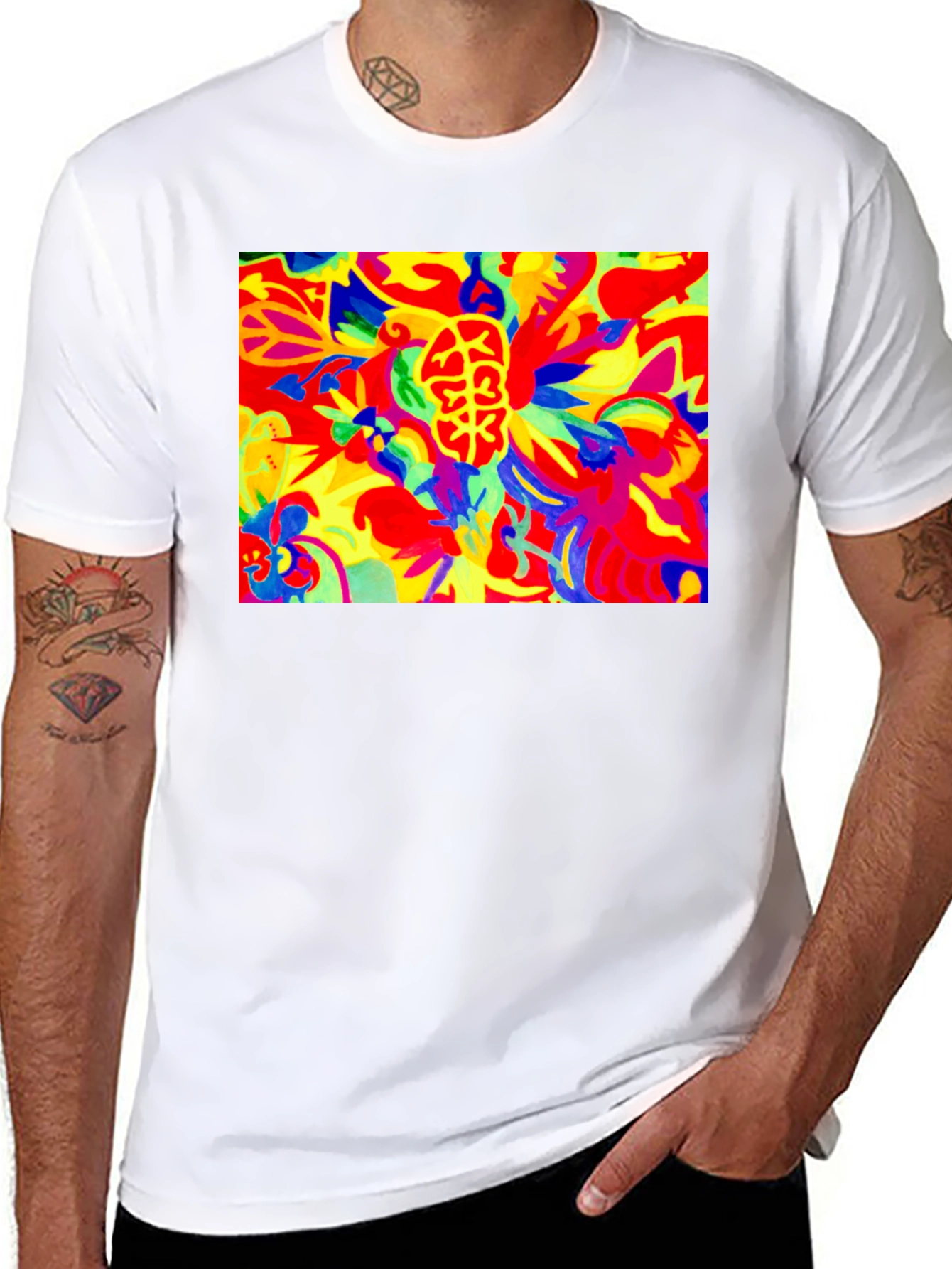 Black Psychedelic Brain Art Black T-Shirt view 8