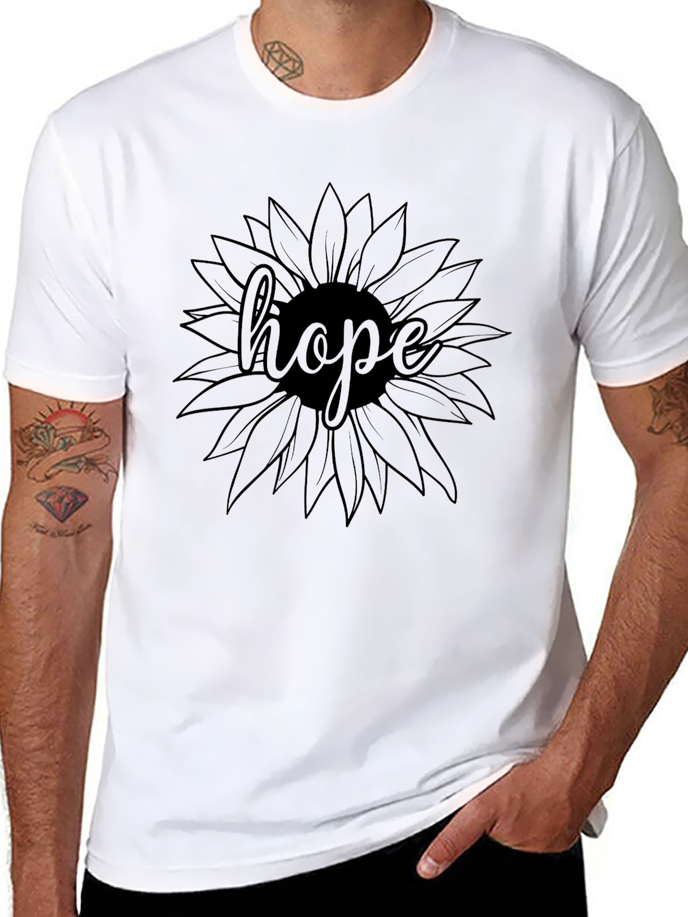 Black Hope Sunflower Graphic T-Shirt - Black view 8