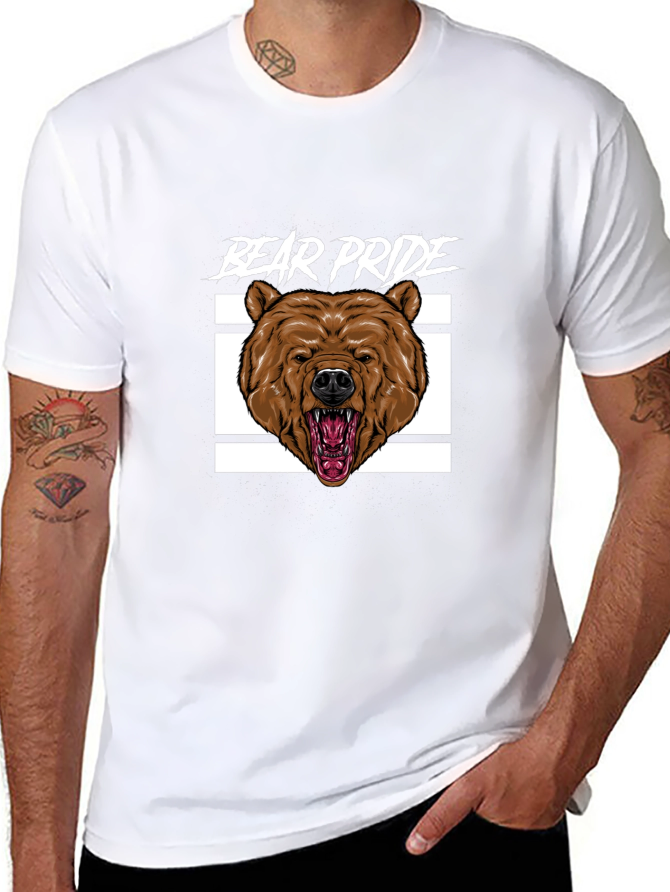Black Bear Pride Graphic T-Shirt - Bold Animal Print view 8