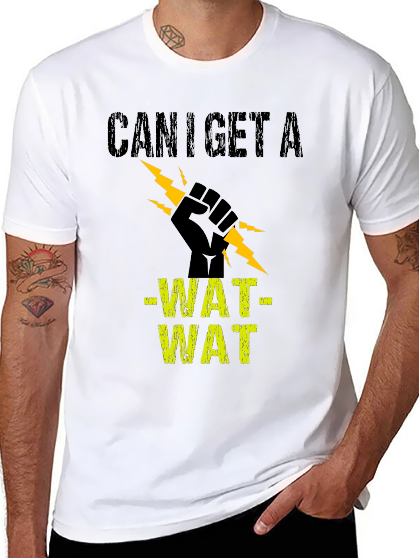 Black Can I Get A WAT WAT Black Graphic Tee view 8