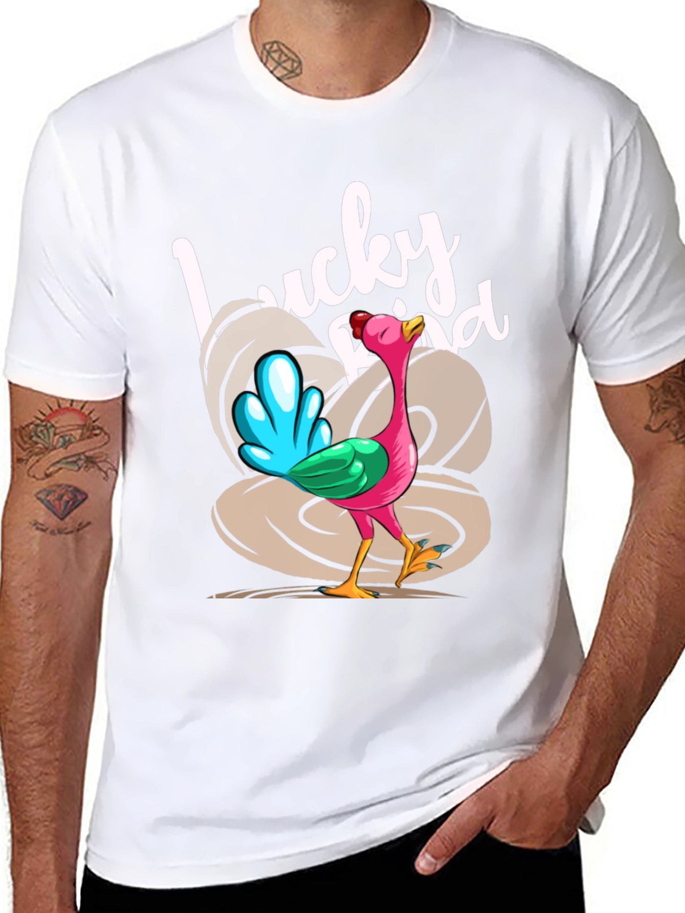 Black Lucky Bird Graphic Tee - Thanksgiving Humor view 8