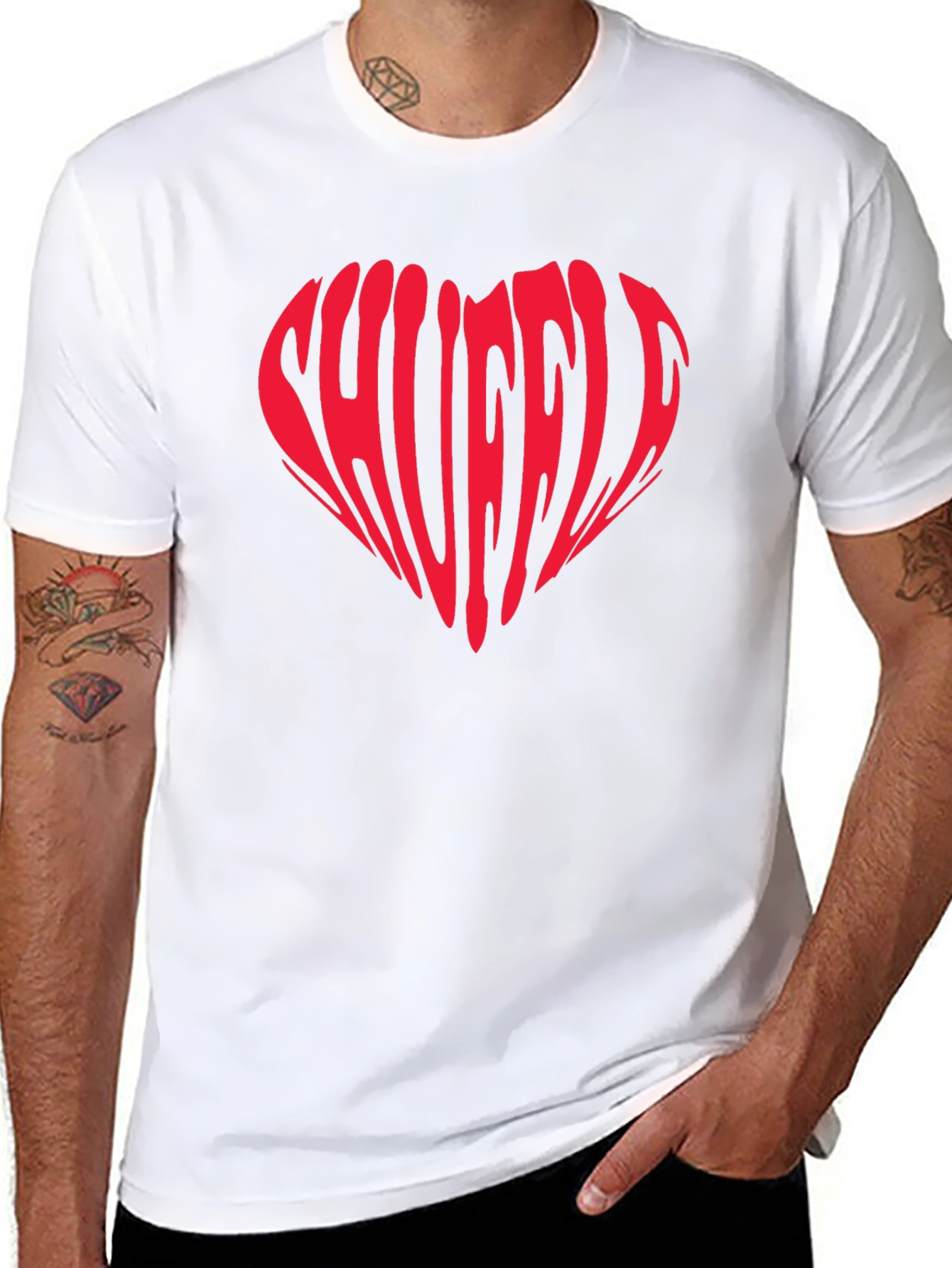 Black Shuffle Heart Graphic T-Shirt - Trendy Tee view 8