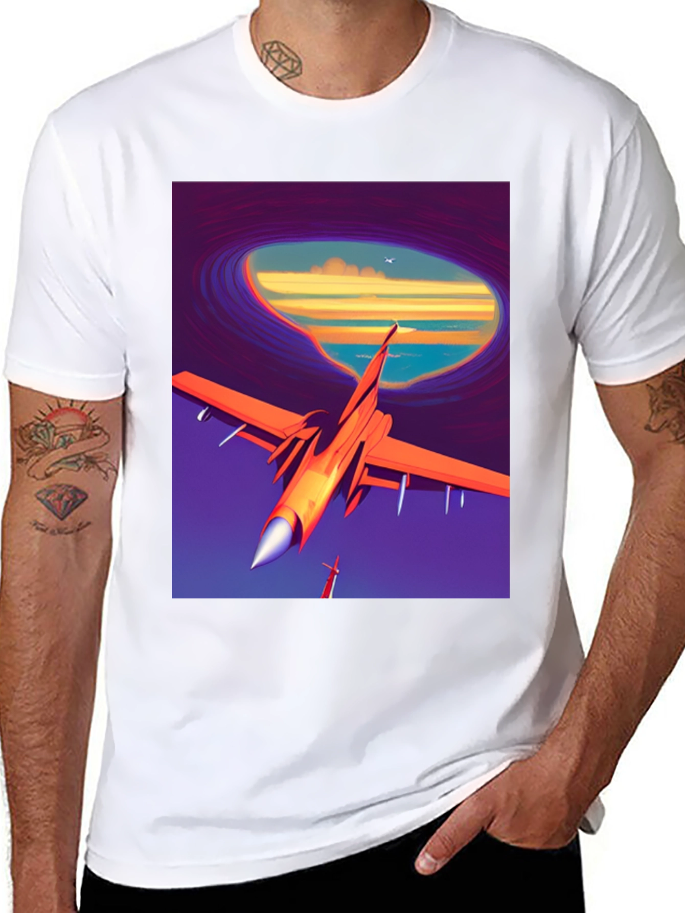 Black Retro Airplane T-Shirt - Artistic Aviation Tee view 8