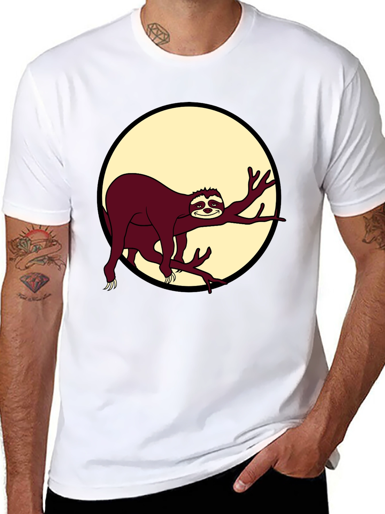 Black Chill Sloth Graphic T-Shirt - Men's Black Tee view 8