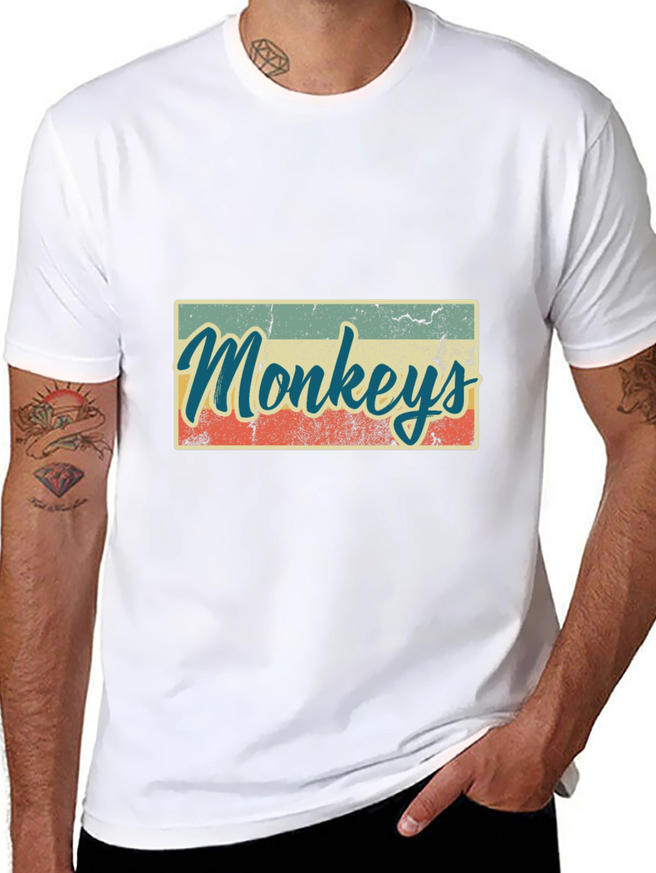Black Retro Monkeys Graphic Tee - Vintage Style T-Shirt view 8
