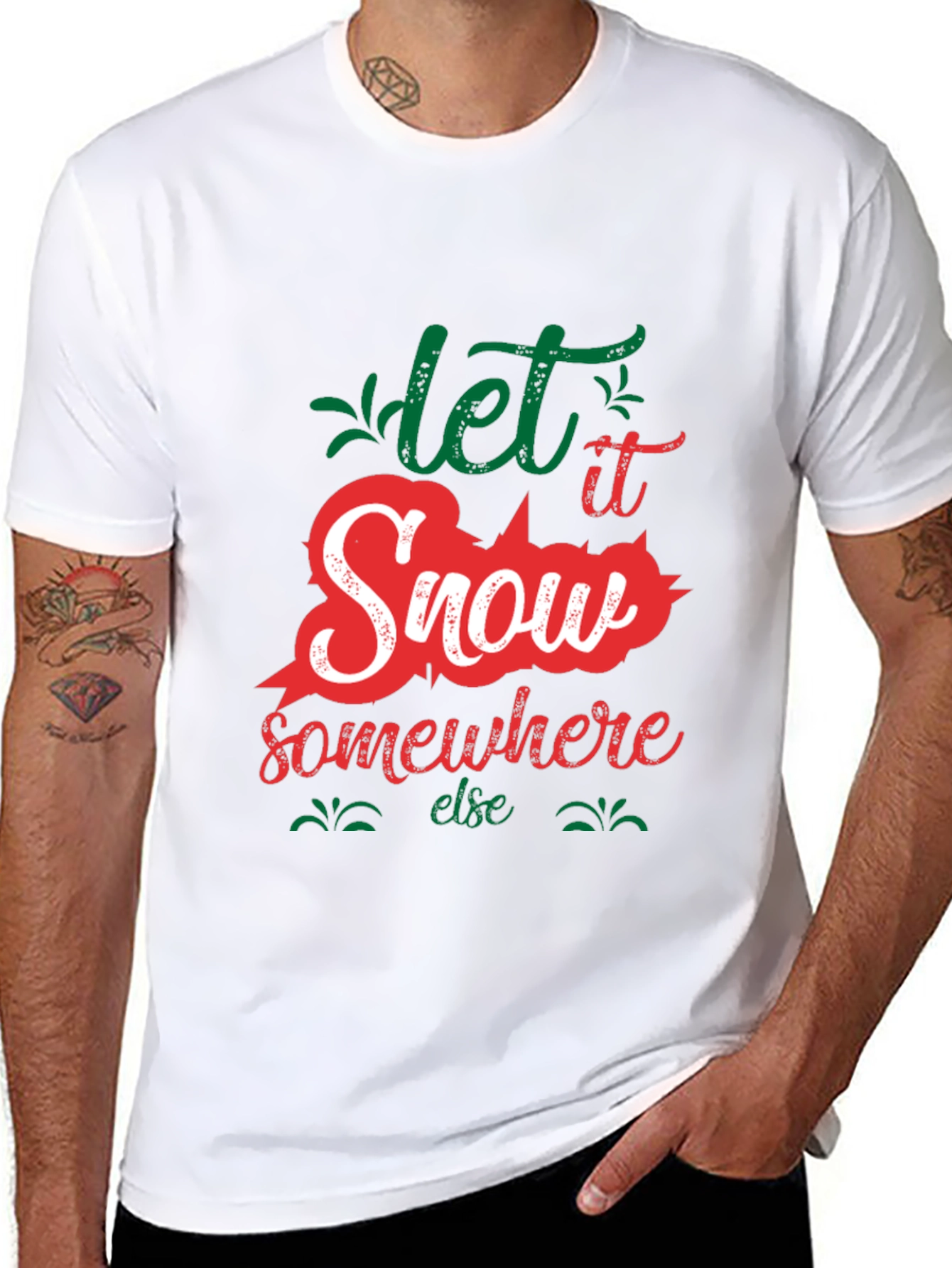 Black Let It Snow Somewhere Else Graphic Tee view 8