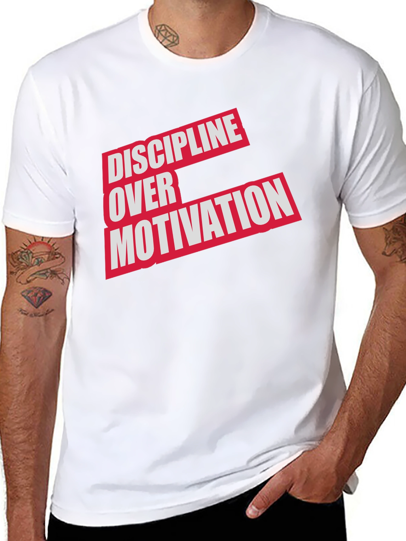 Black Discipline Over Motivation T-Shirt - Black view 8
