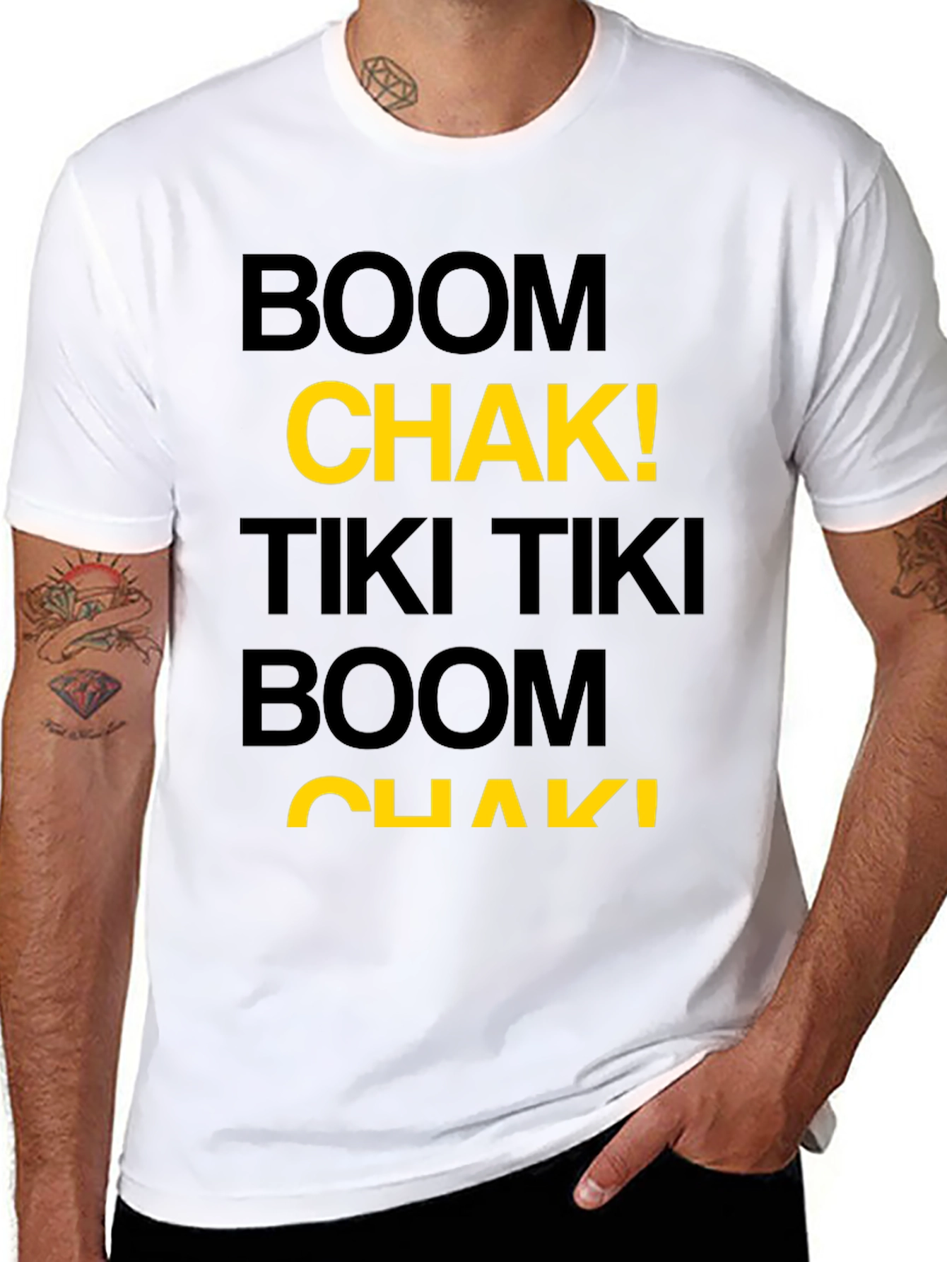 Black Boom Chak! Graphic Tee - Men's Short Sleeve Black T-Shirt view 8