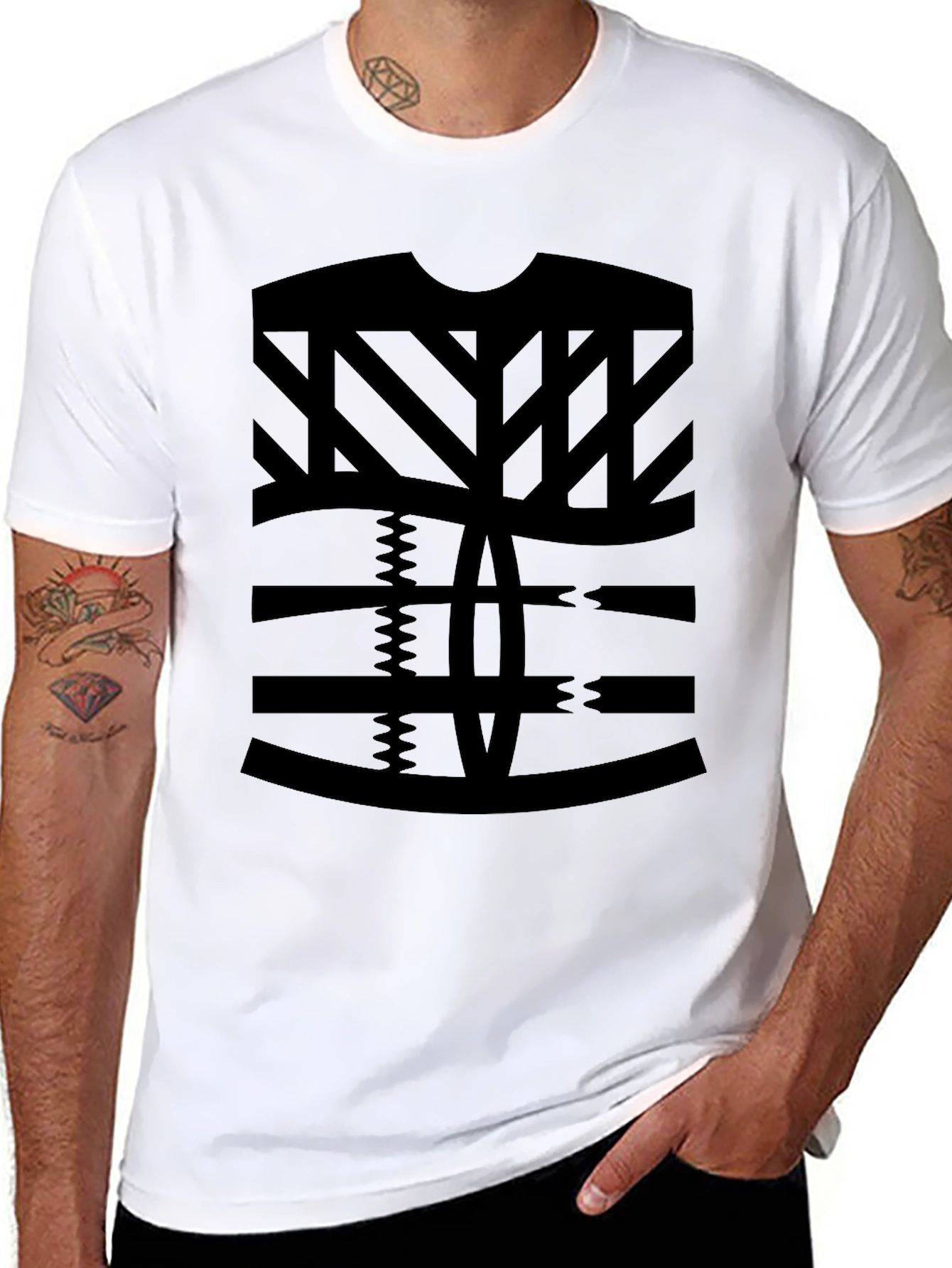 Black Abstract Pattern Black T-Shirt view 8