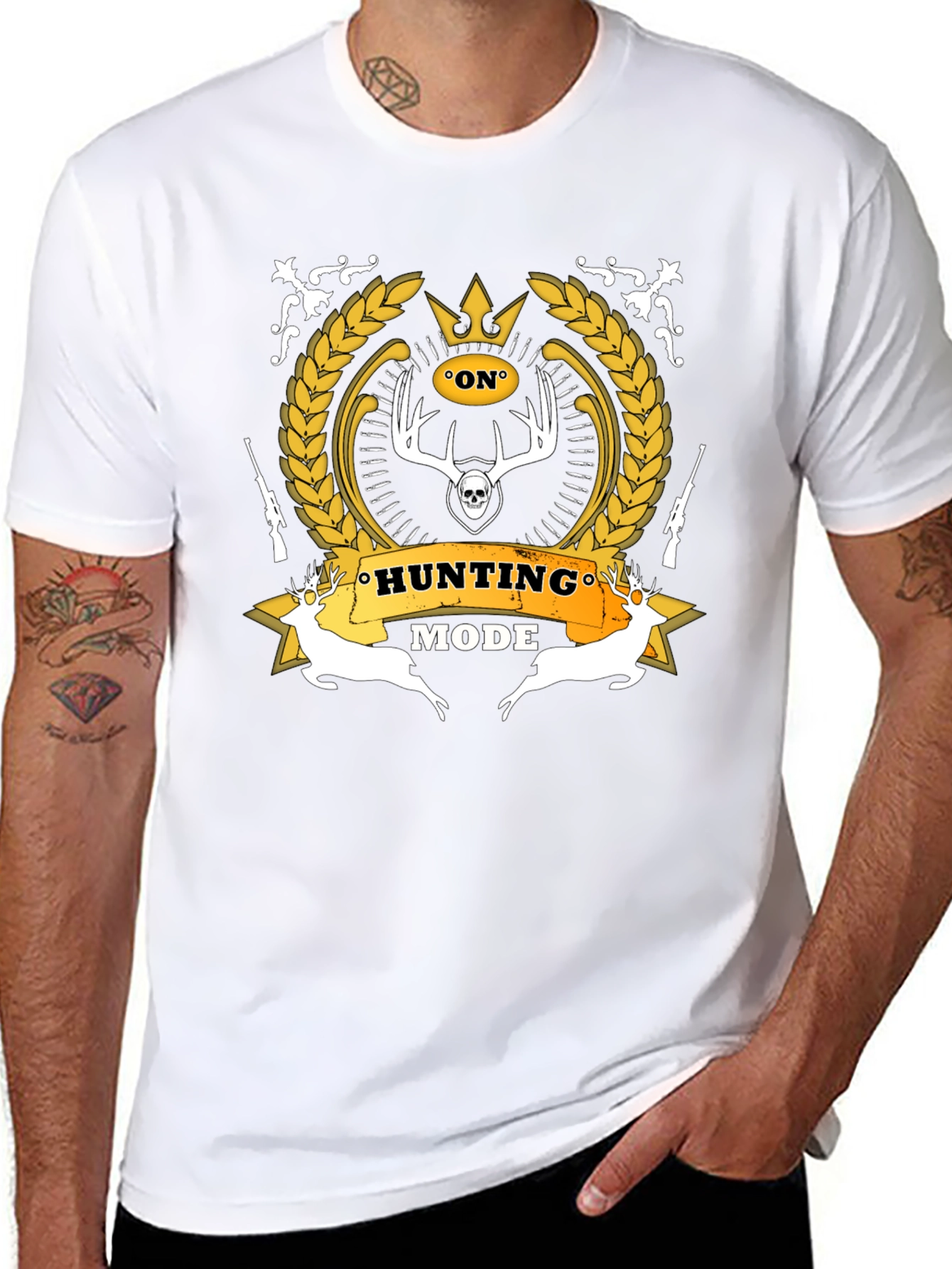 Black Hunting Mode Black Graphic T-Shirt view 8