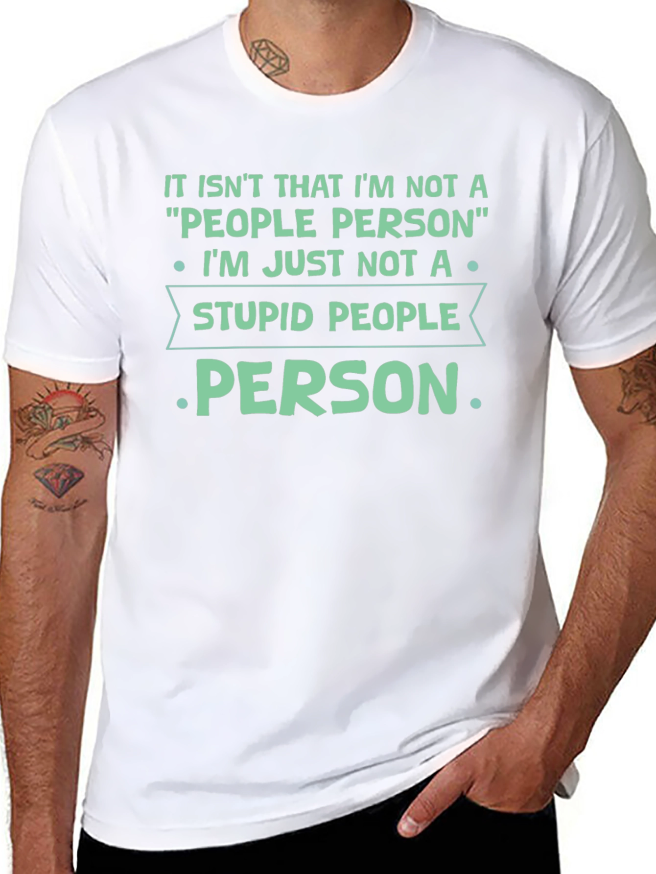 Black Funny Sarcastic T-Shirt - Not a Stupid People Person view 8