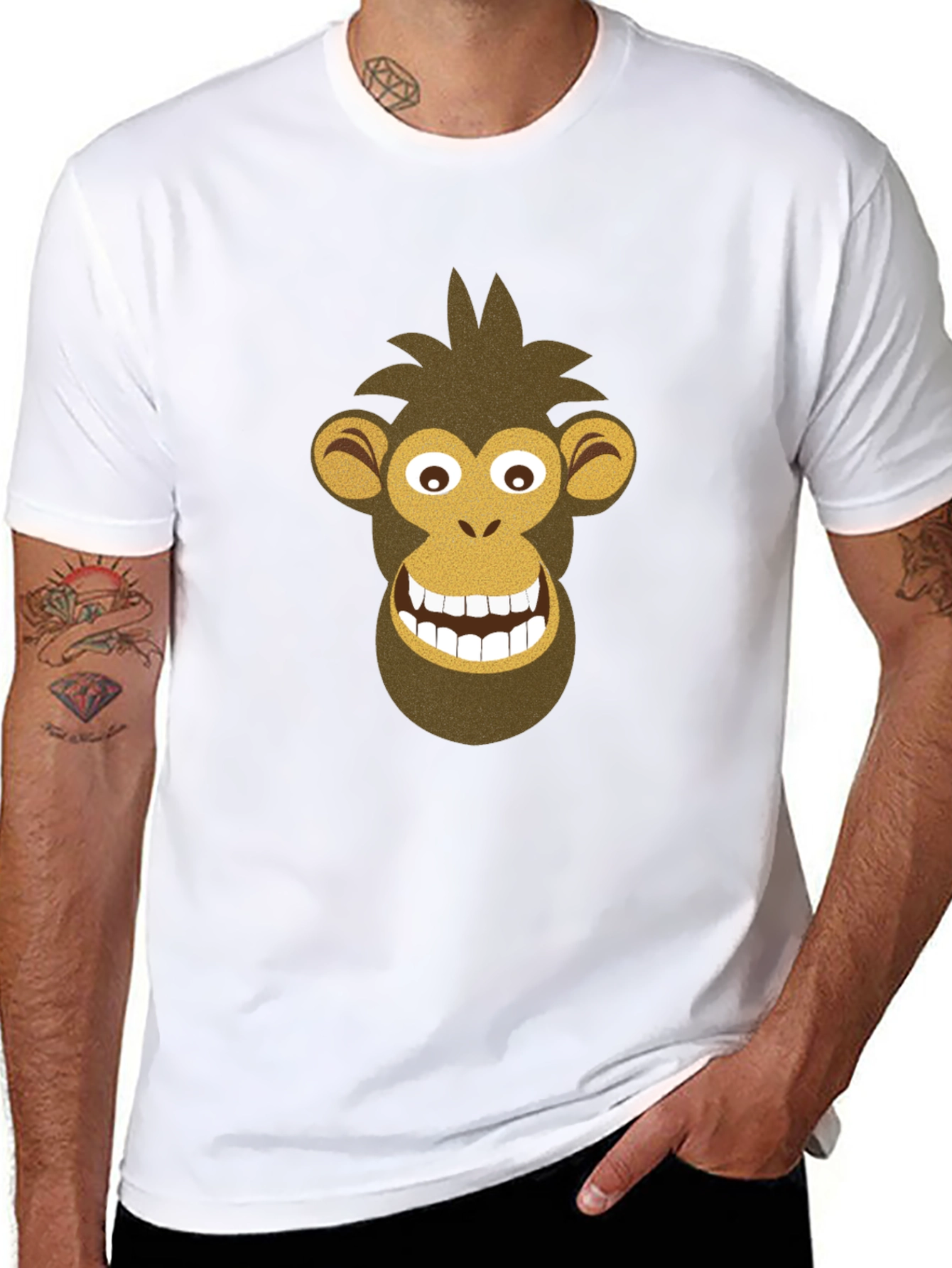 Black Funny Monkey Graphic Tee - Black Cotton Shirt view 8