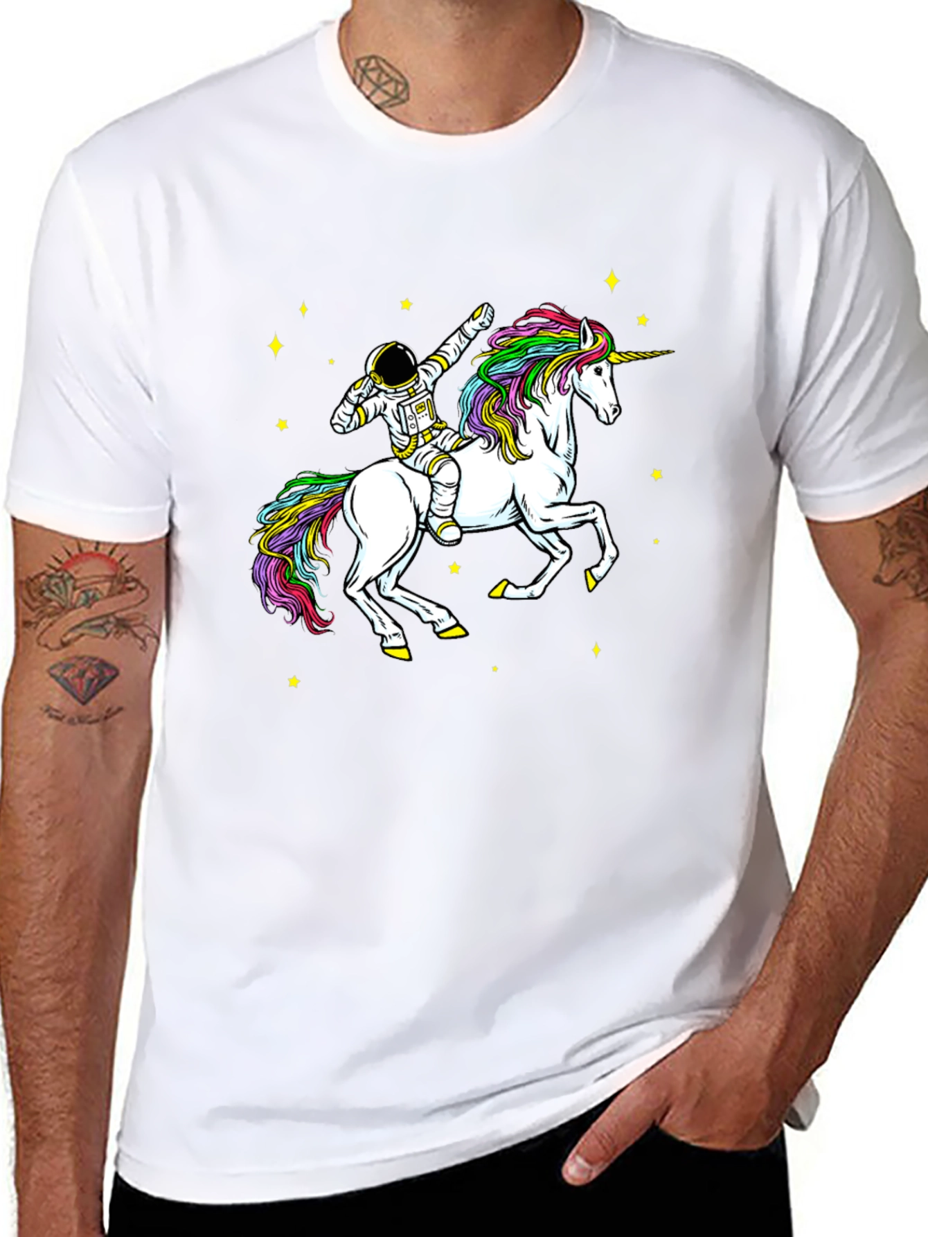 Black Astronaut Unicorn Ride T-Shirt - Cosmic Style view 8