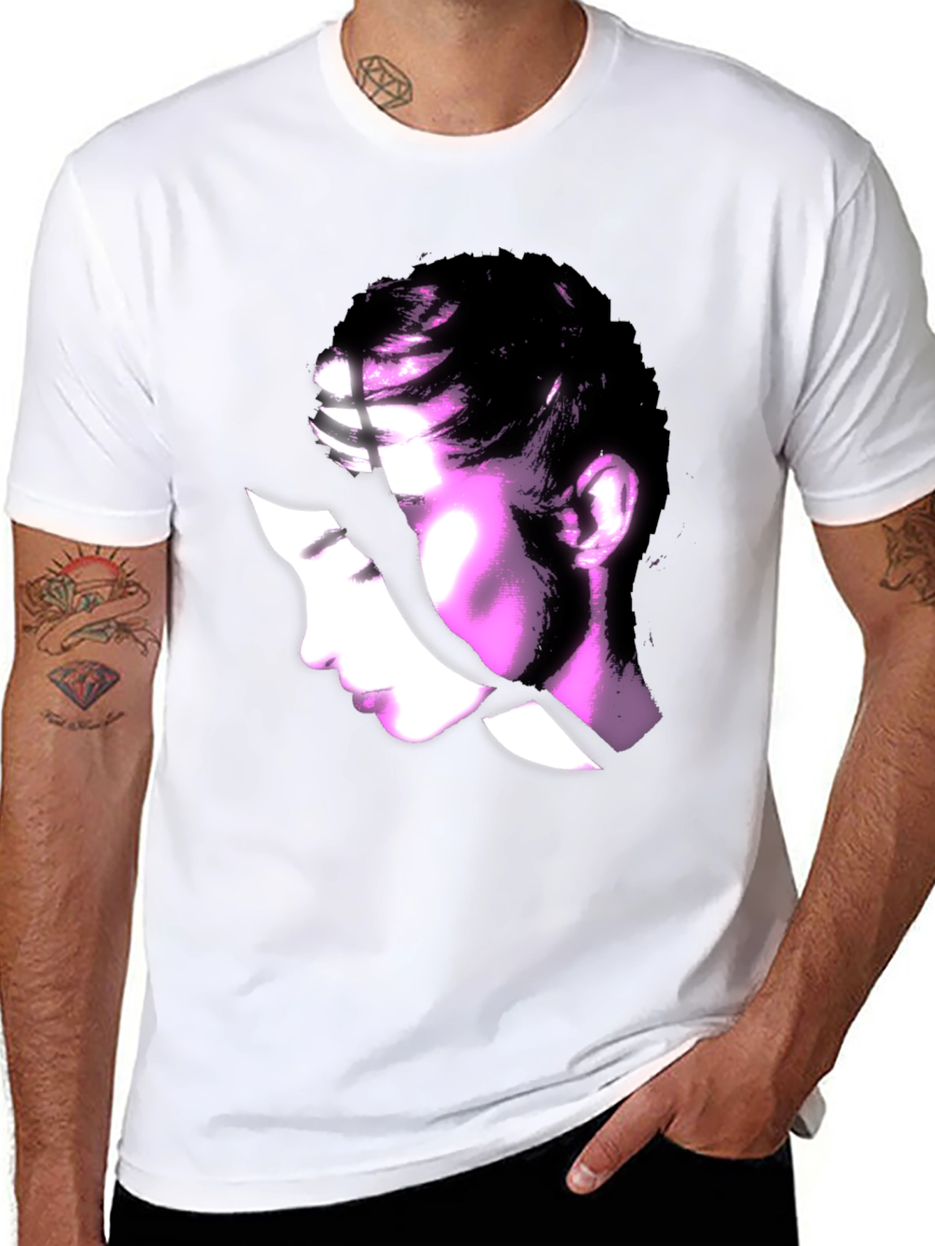 Black Abstract Woman Graphic Black T-Shirt view 8