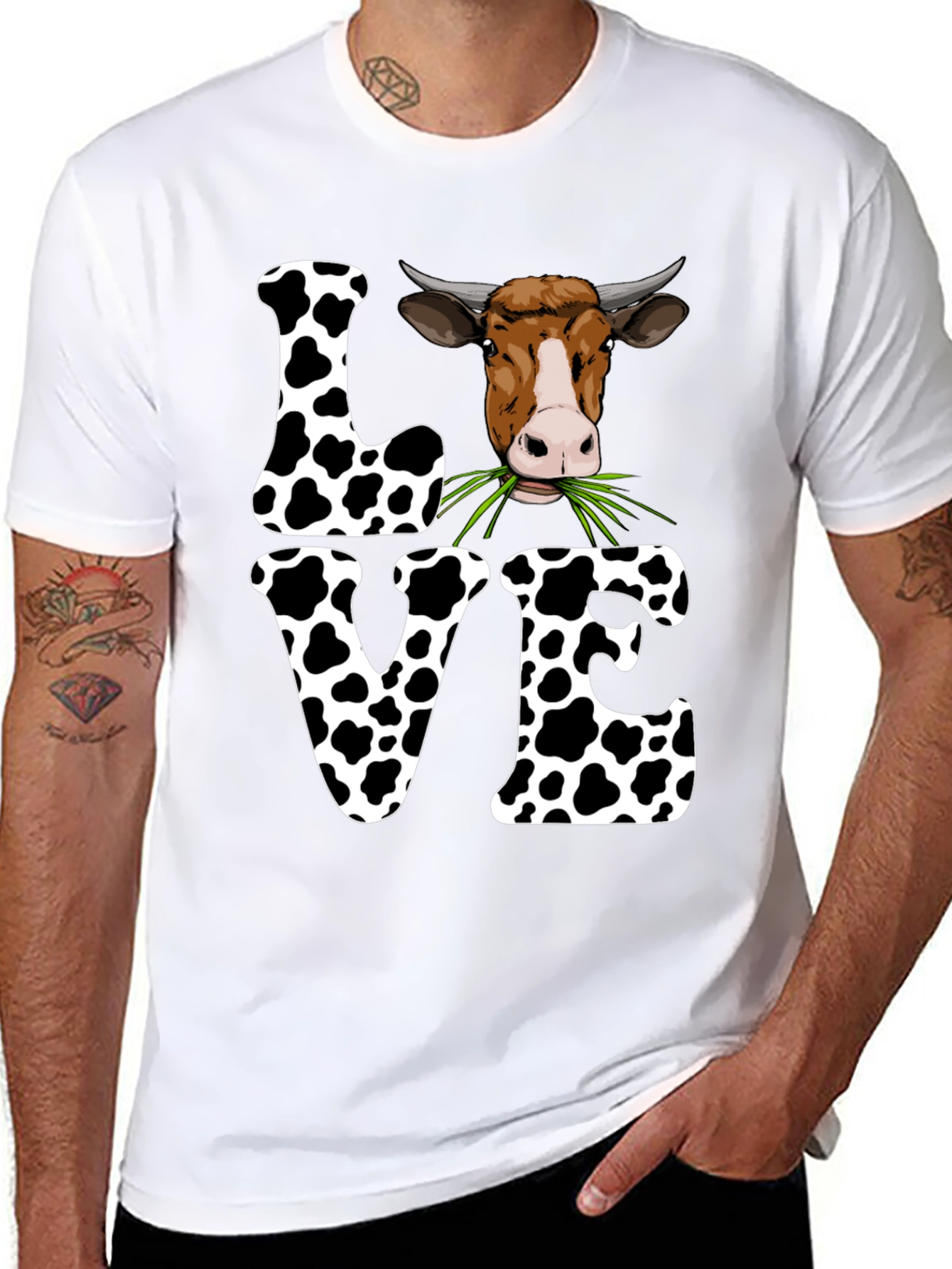 Black Cow Love Graphic Tee - Cute Farm Animal T-Shirt view 8