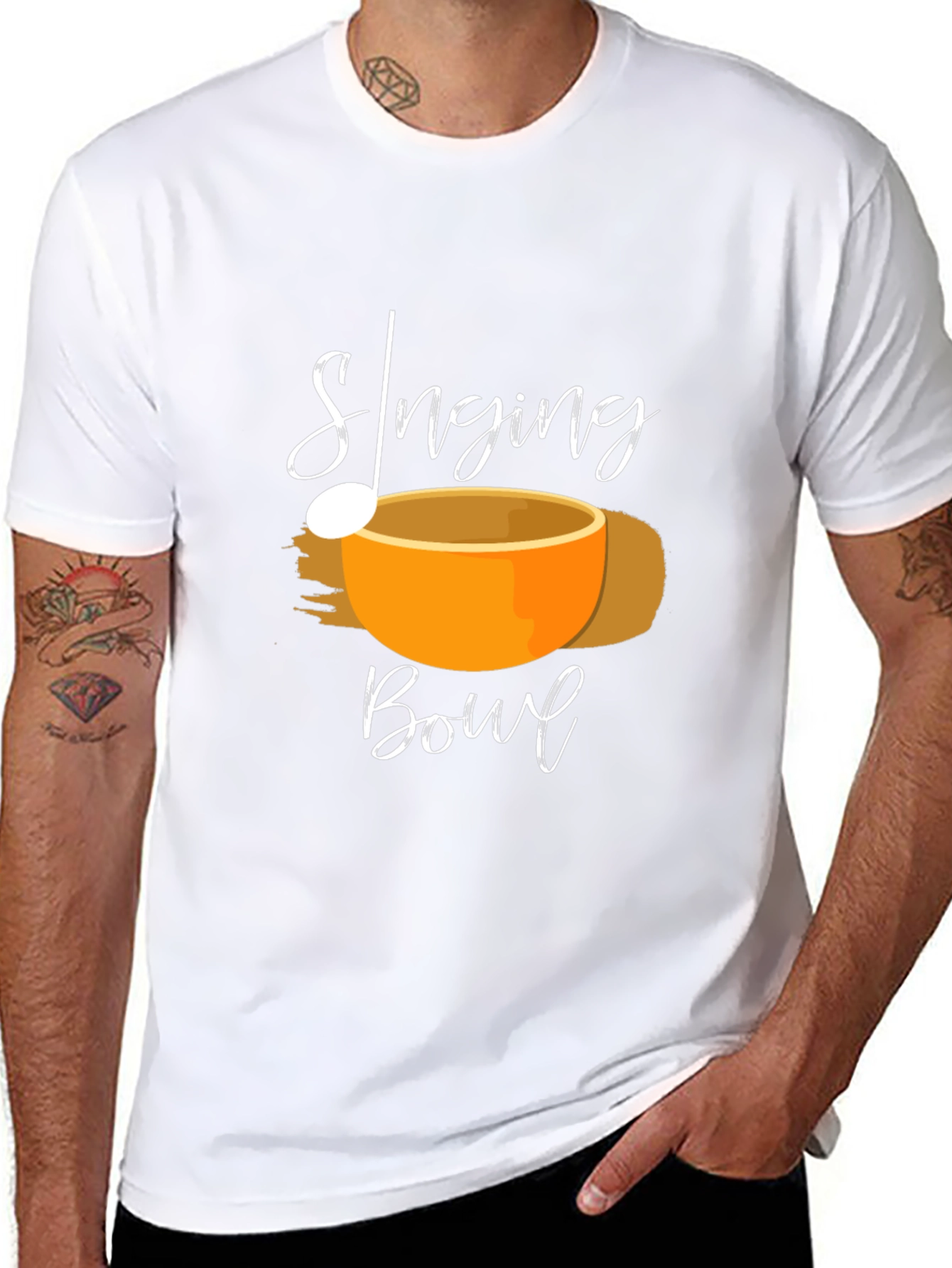 Black Singing Bowl Black T-Shirt - Meditation Apparel view 8