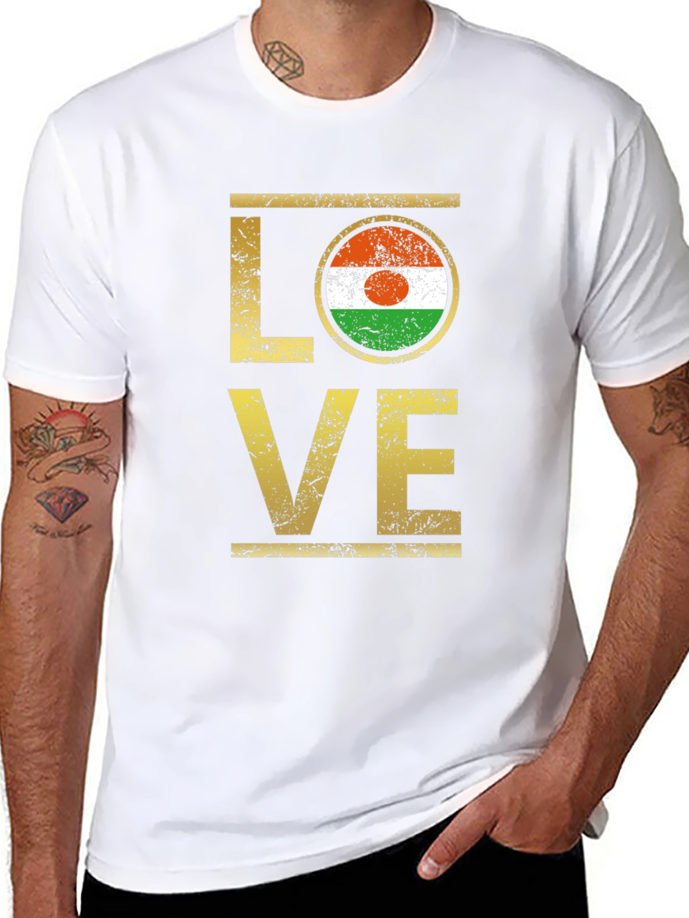 Black Niger Flag LOVE Graphic Tee view 8