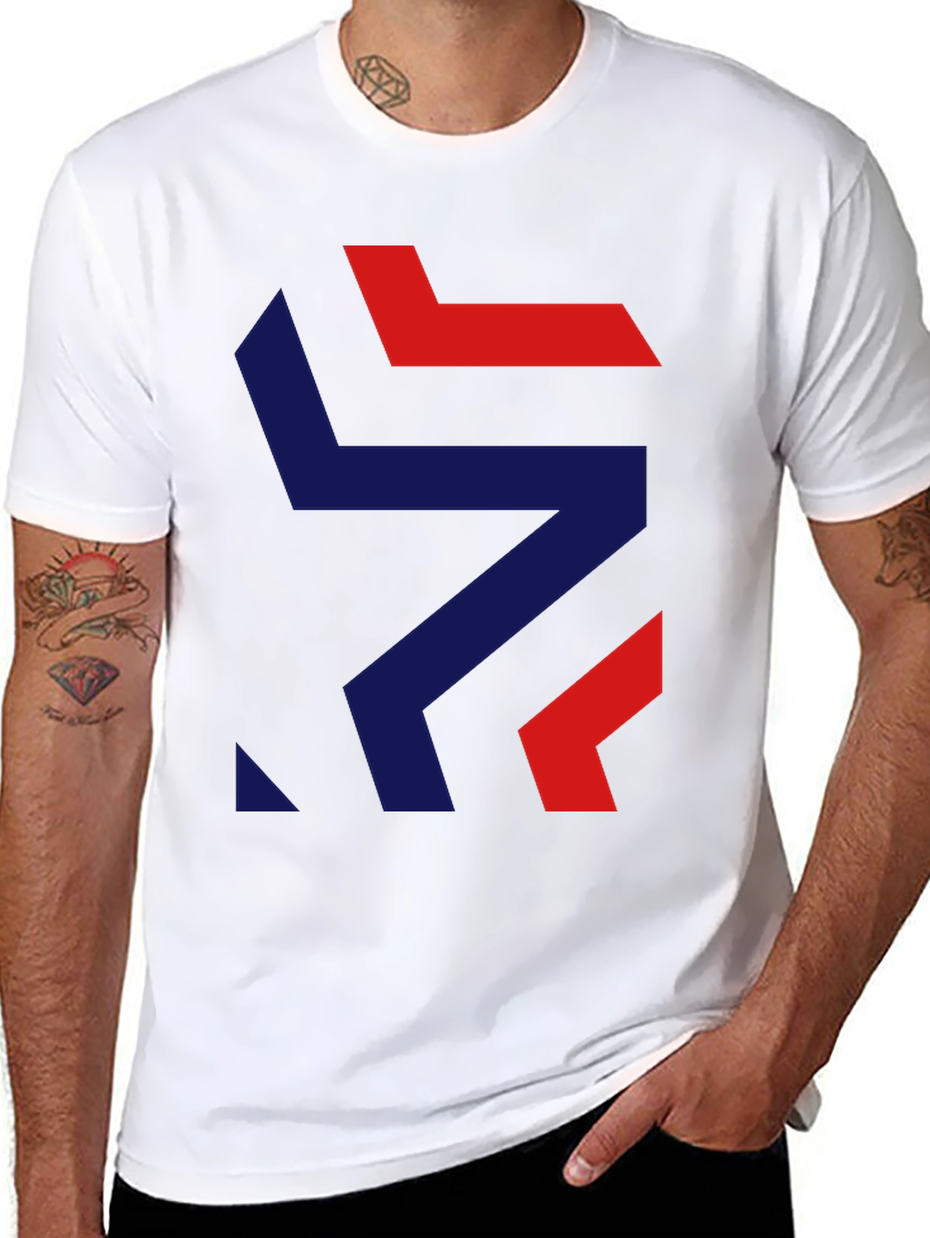 Black Modern Geometric Graphic Tee - Stylish Black T-Shirt view 8