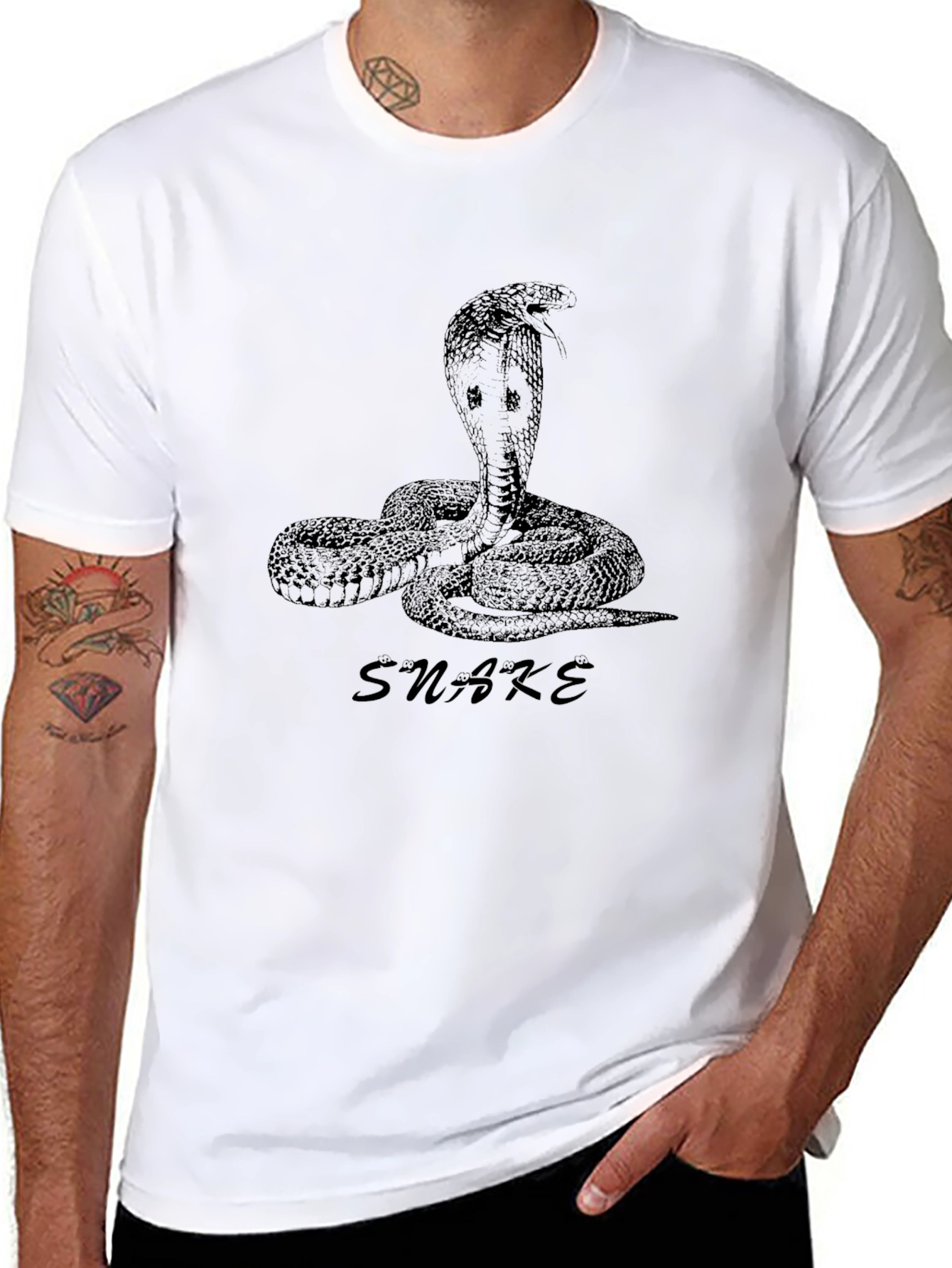 Men's Black Snake Graphic Tee - 8