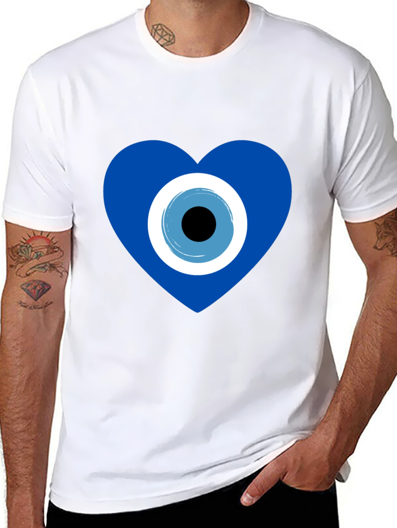 Black Evil Eye Heart Graphic T-Shirt - Stylish Protection view 8