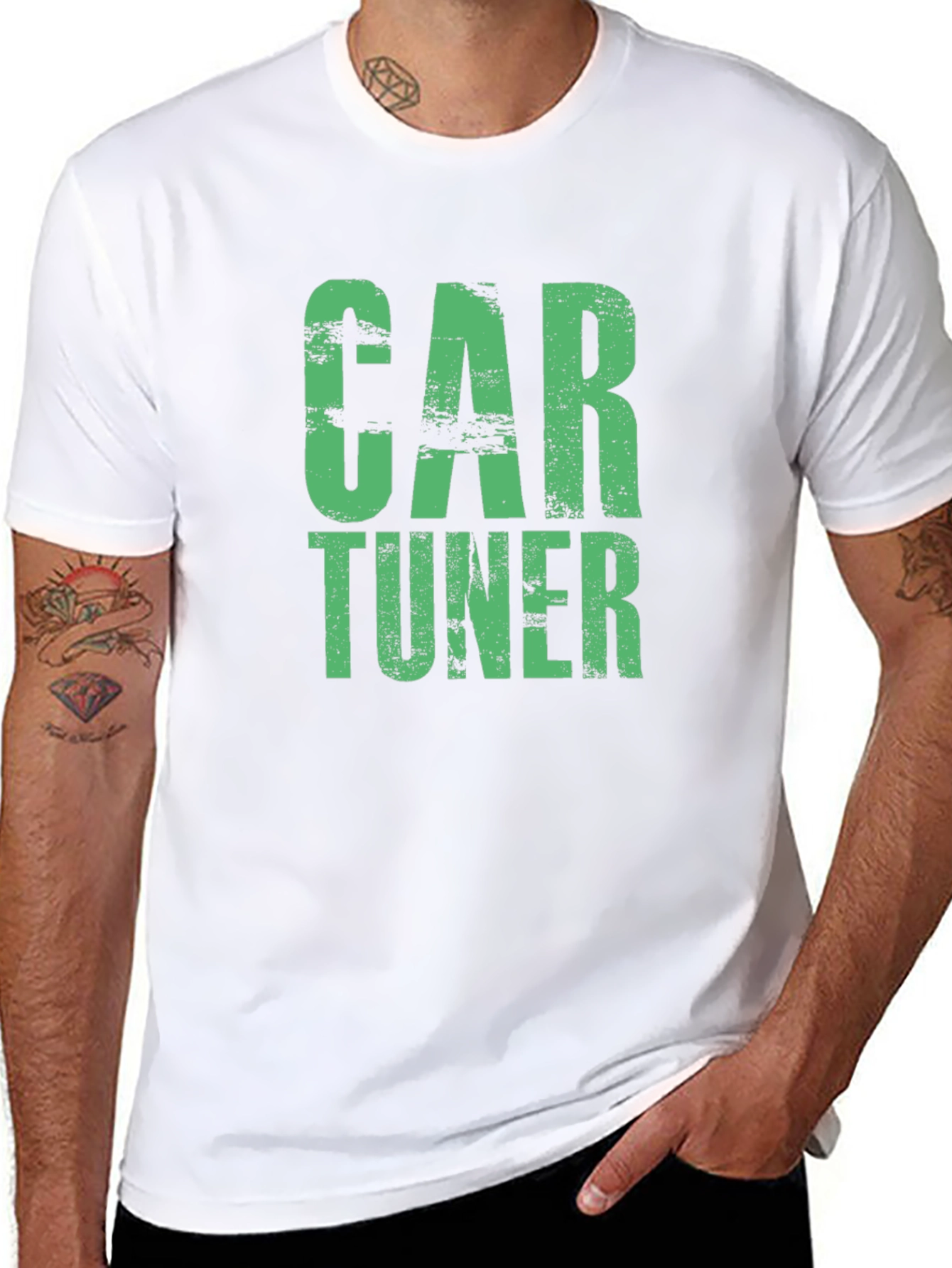 Black Car Tuner Distressed Graphic Tee - Black Cotton Blend view 8
