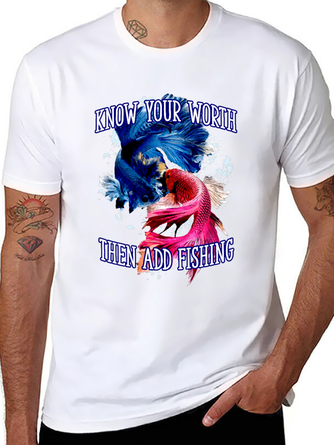 Black Know Your Worth Fishing T-Shirt view 8