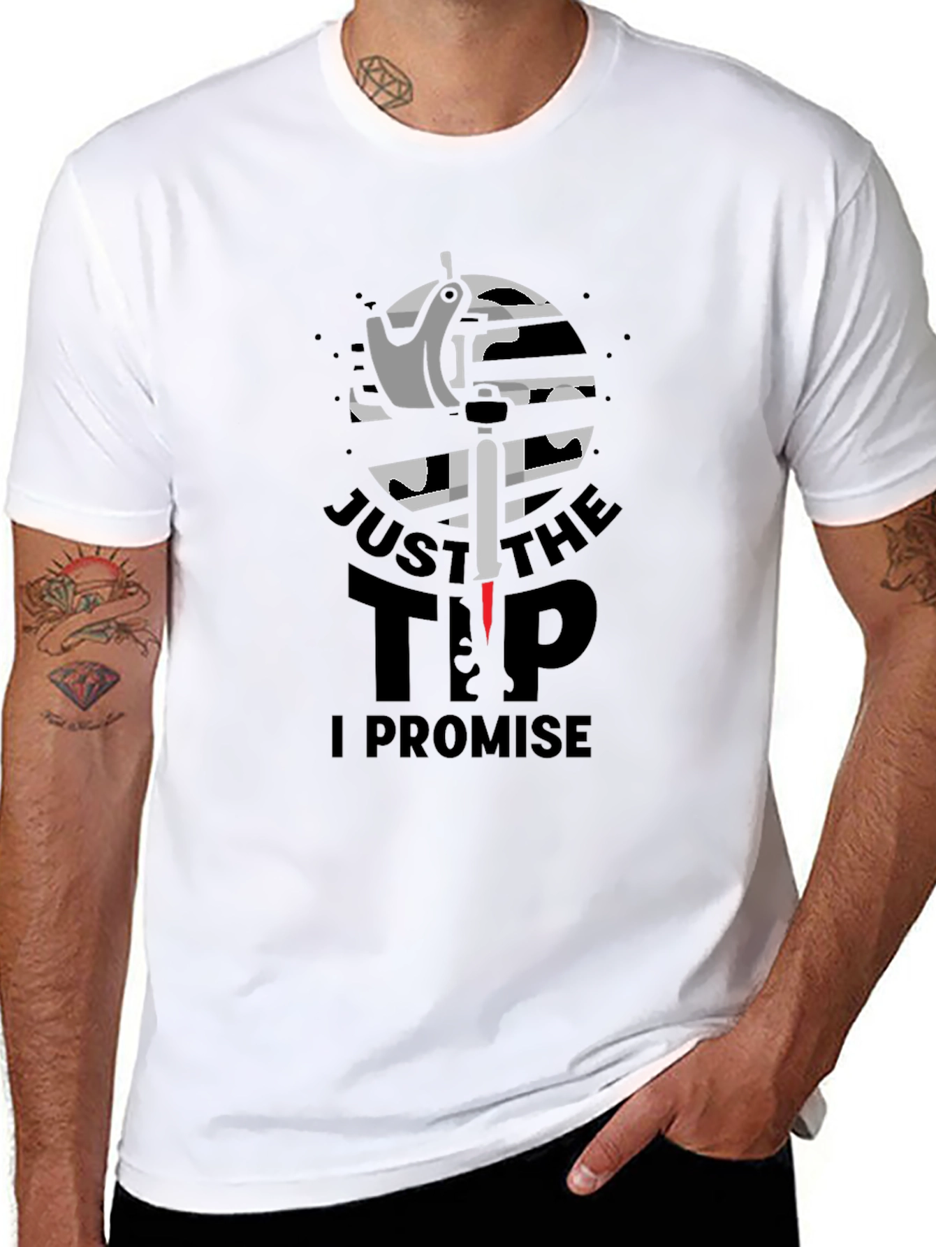 Black Just the Tip T-Shirt - Tattoo Lover Humor view 8