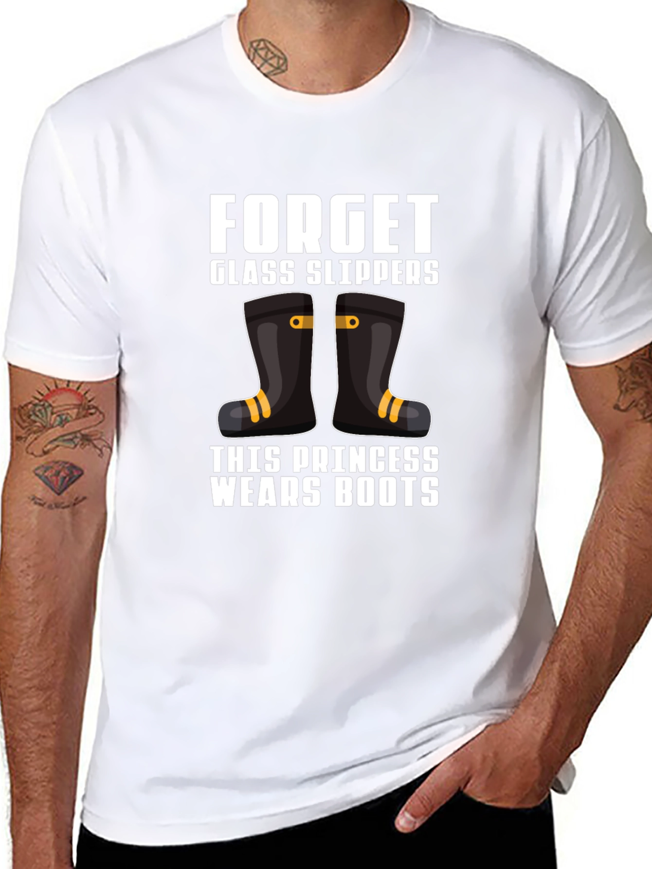 Black Forget Glass Slippers Princess Wears Boots T-Shirt view 8