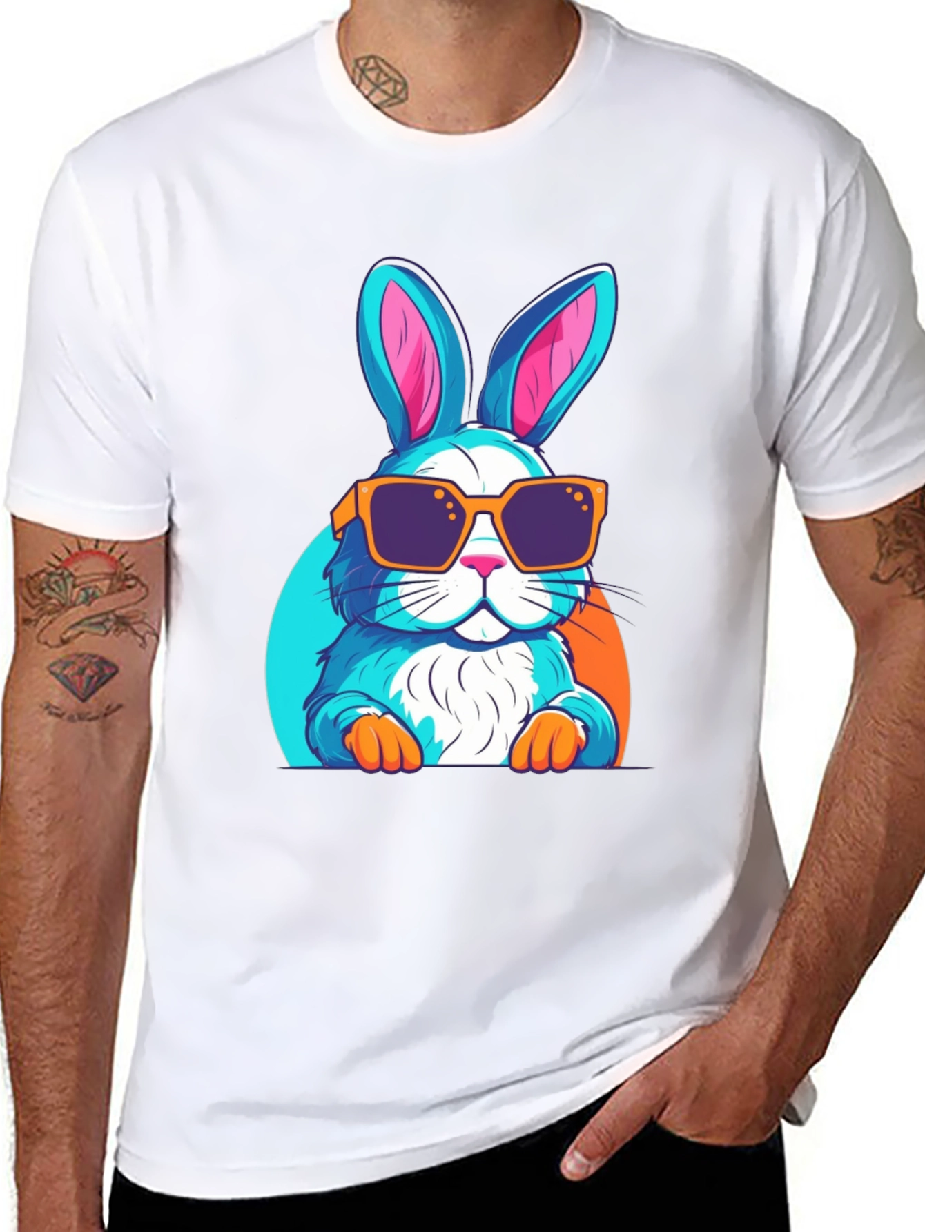 Black Cool Rabbit Graphic T-Shirt view 8