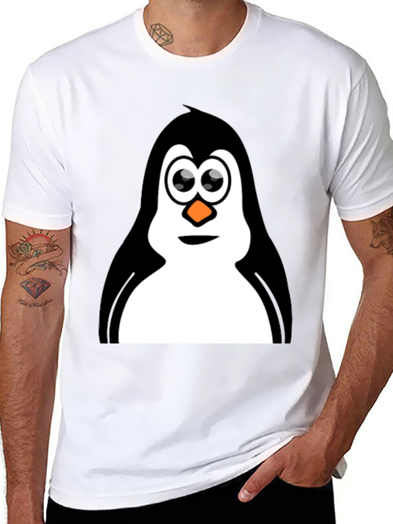 Black Penguin Graphic Tee - Black Cotton T-Shirt view 8